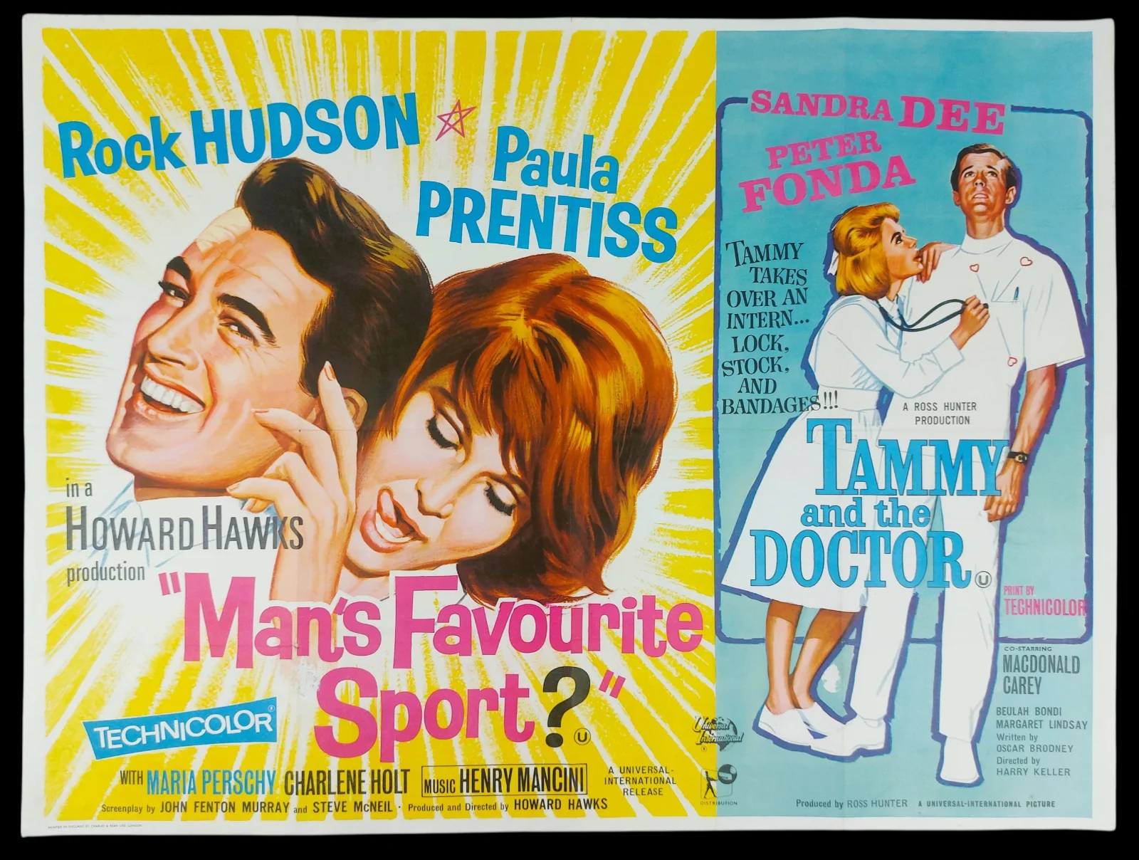 MAN'S FAVOURITE SPORT?/TAMMY AND THE DOCTOR ORIGINAL UK QUAD POSTER 1964/63, изображение 2