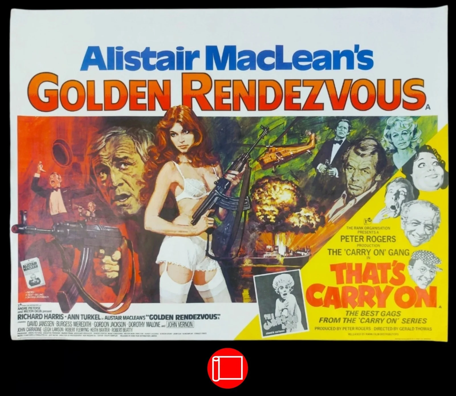 GOLDEN RENDEZVOUS / THAT'S CARRY ON ORIGINAL UK QUAD DB MOVIE POSTER 1977/79, изображение 2