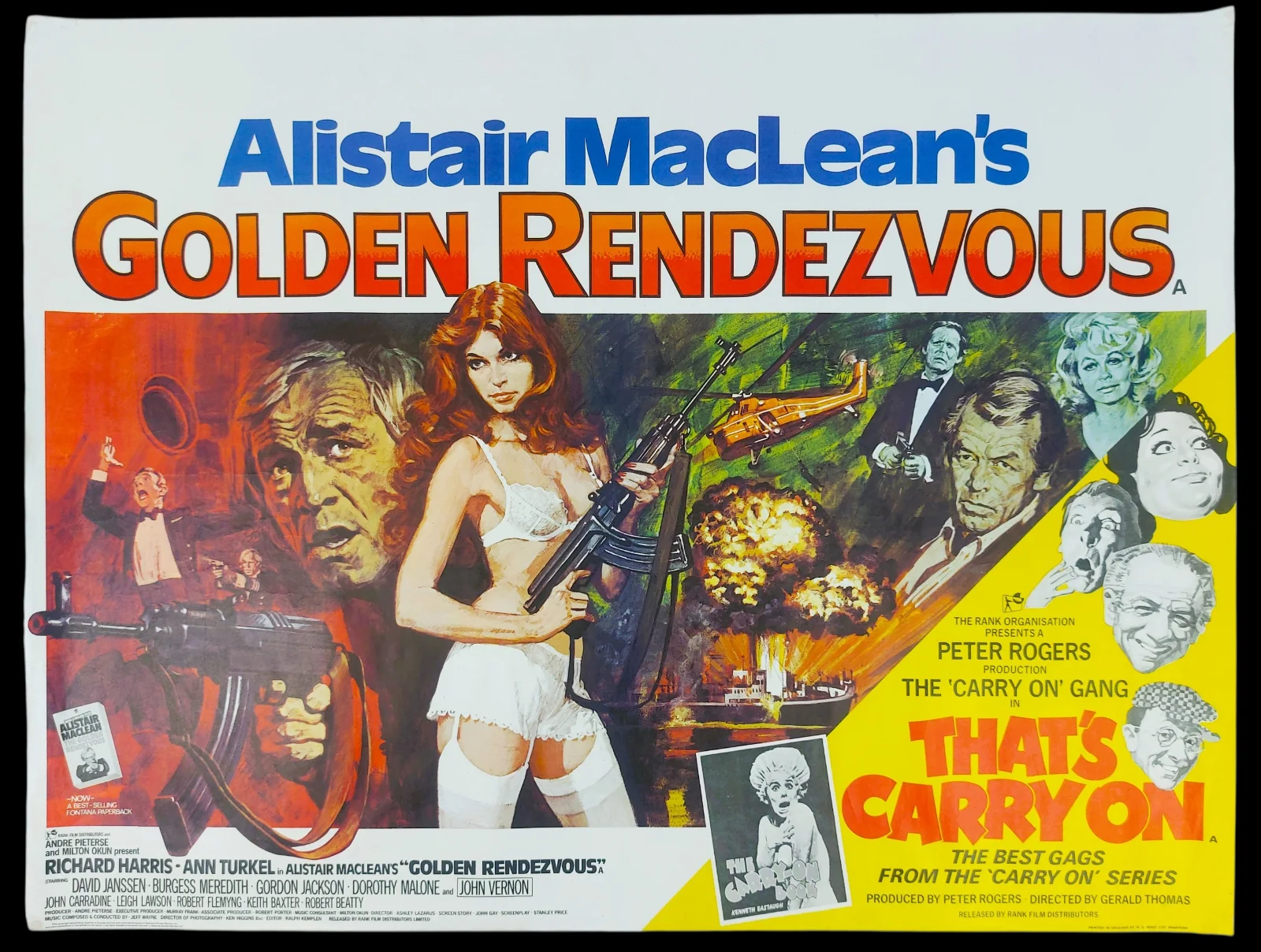 GOLDEN RENDEZVOUS / THAT'S CARRY ON ORIGINAL UK QUAD DB MOVIE POSTER 1977/79, изображение 3