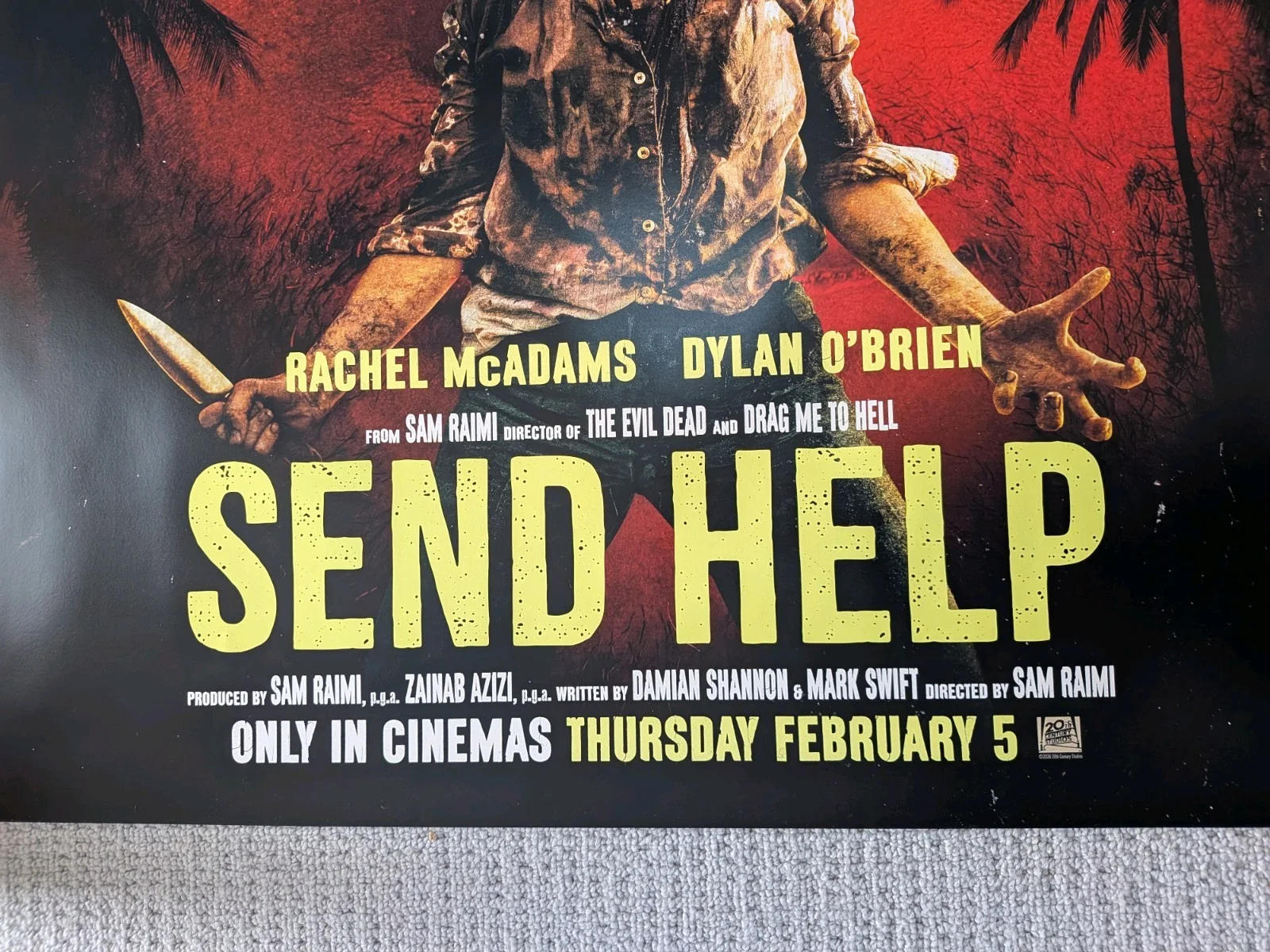 Send Help ORIGINAL UK QUAD CINEMA POSTER | Rachel McAdams | Dylan O’Brien, изображение 3