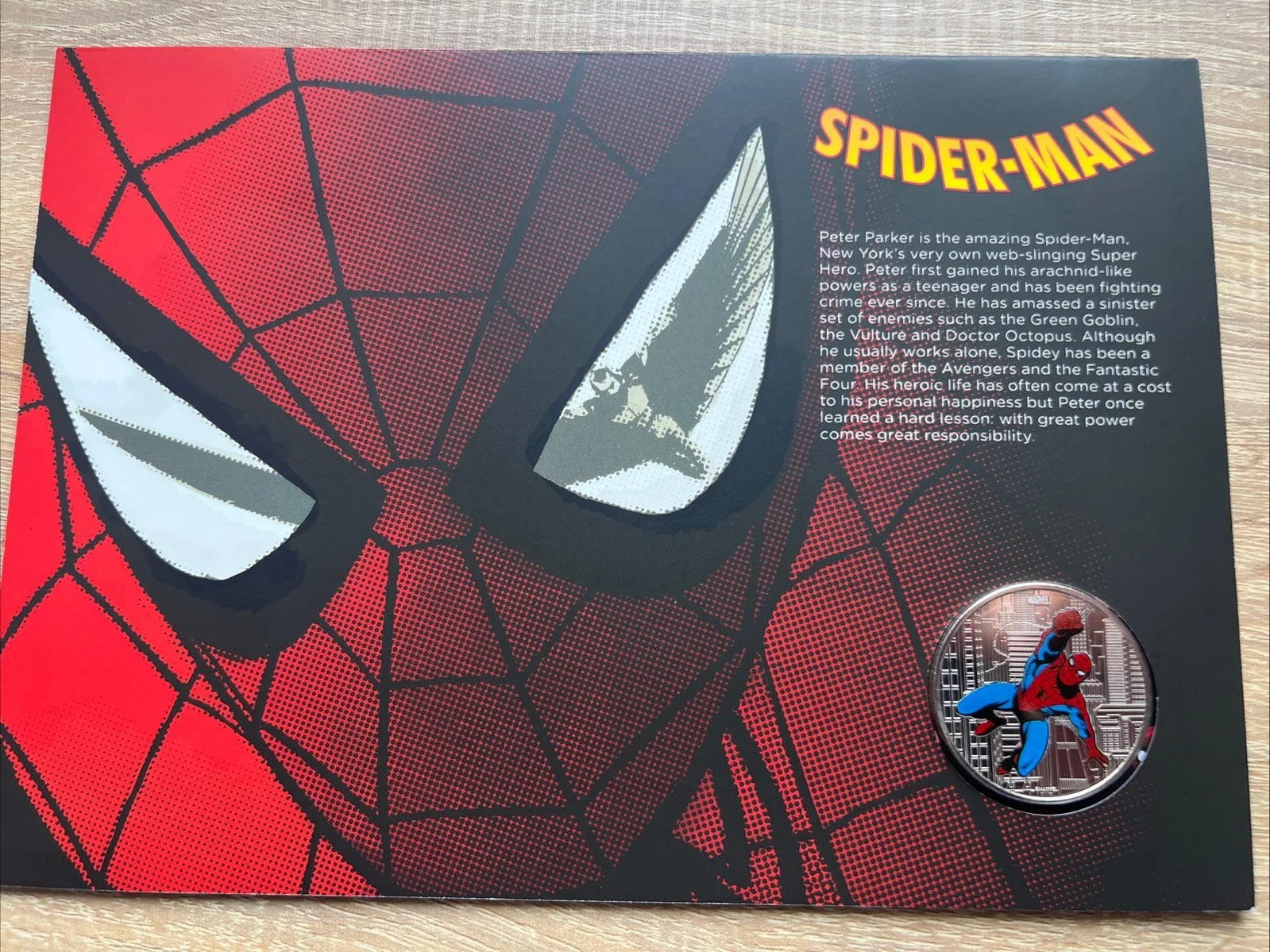 “SPIDER-MAN” 2019 FIRST DAY COVER WITH COIN/MEDAL, image 3