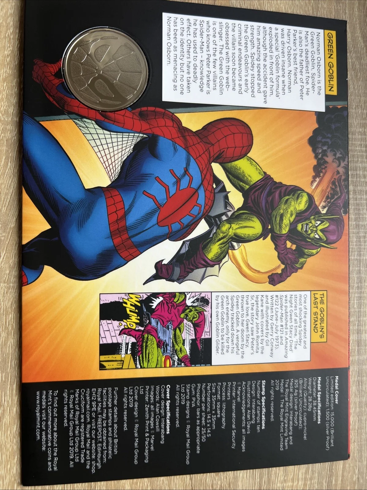“SPIDER-MAN” 2019 FIRST DAY COVER WITH COIN/MEDAL, image 4