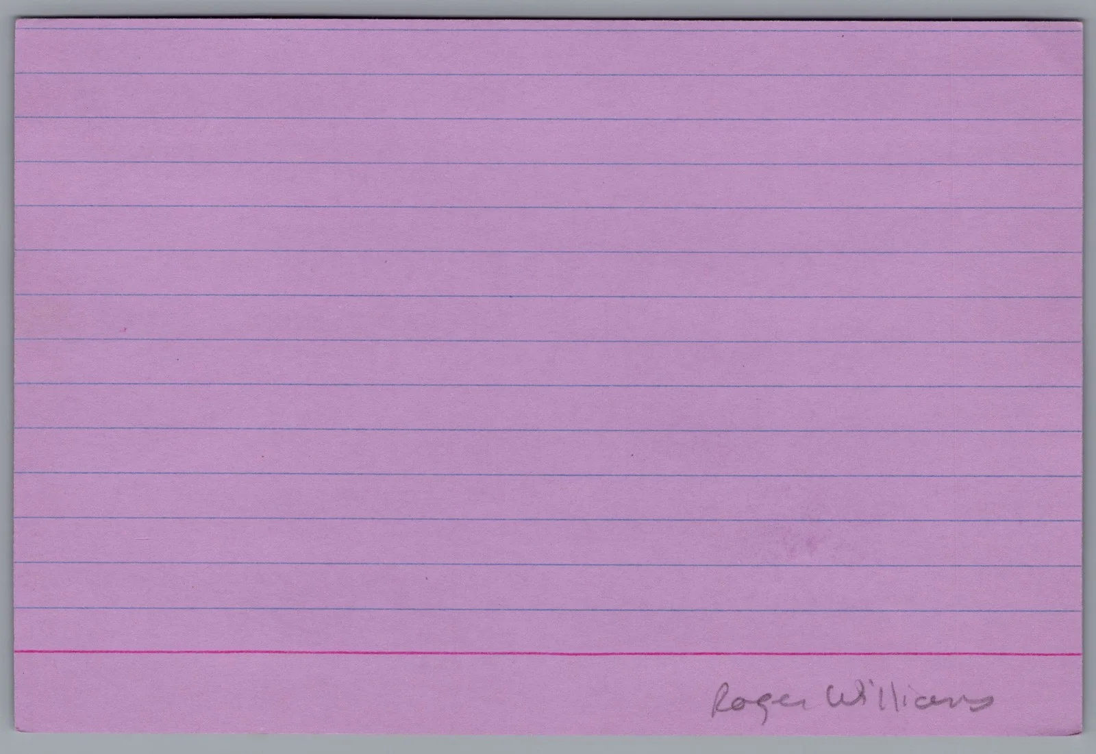 Roger Williams — Roger Williams Signed 4x6 Index Card Pianist Autographed, image 2