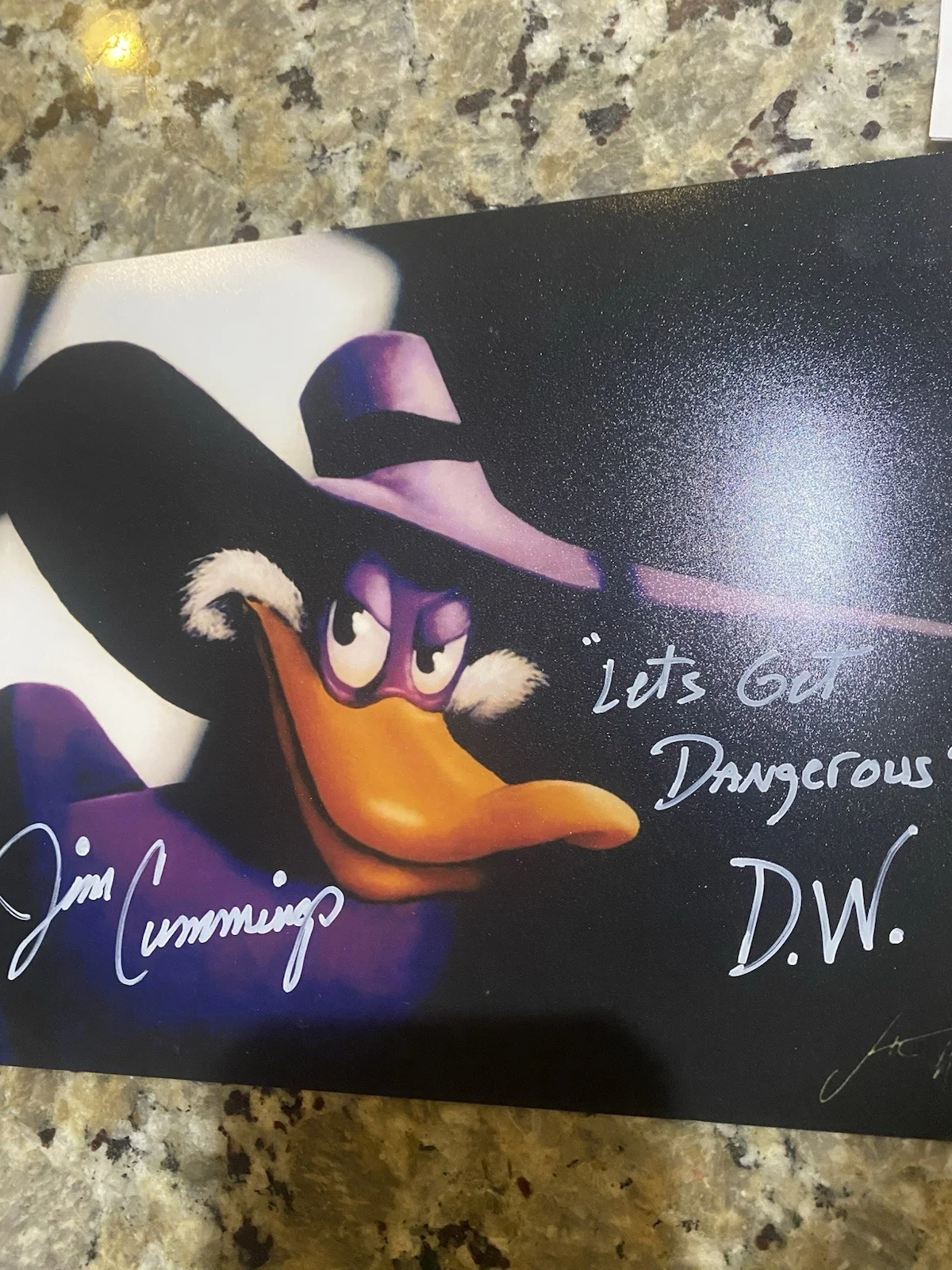 JIM CUMMINGS — JIM CUMMINGS SIGNED DARKWING DUCK White Background 8x10 PHOTO DISNEY AUTOGRAPH, image 2
