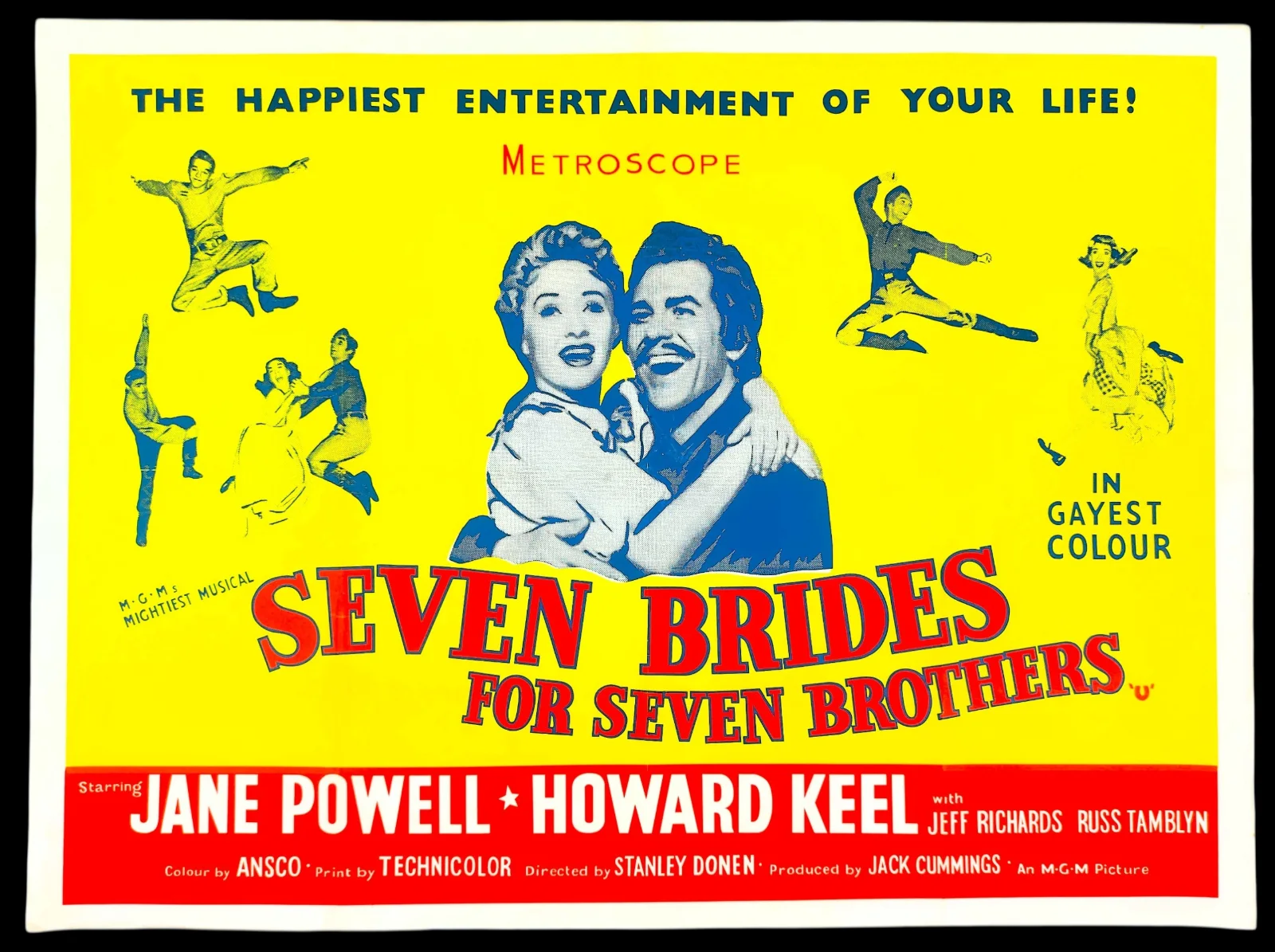 SEVEN BRIDES FOR SEVEN BROTHERS 1954 ORIGINAL RE-RELEASE UK QUAD MOVIE POSTER, изображение 2