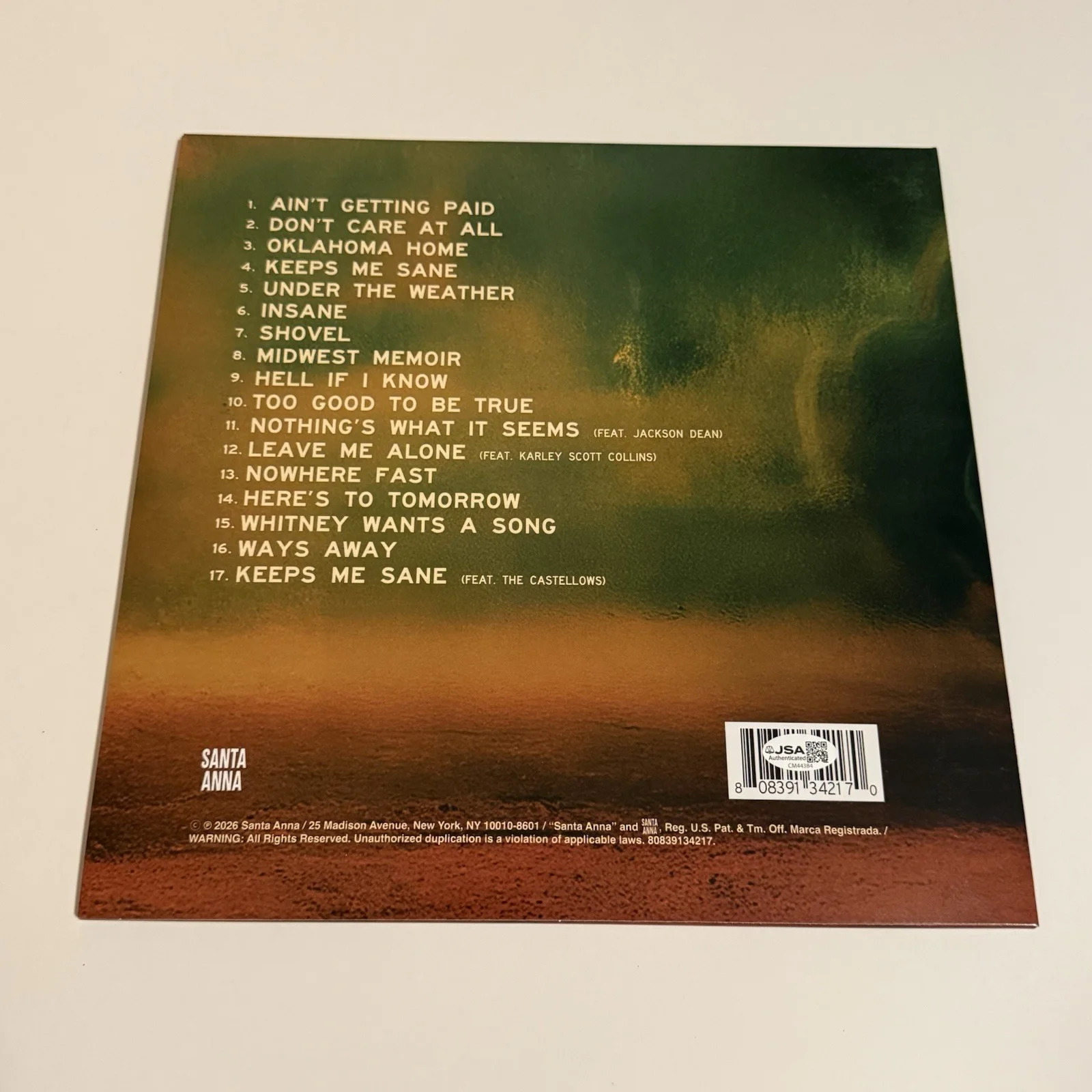 TYLER NANCE SIGNED MIDWEST MEMOIR VINYL RECORD WITH JSA COA, image 4