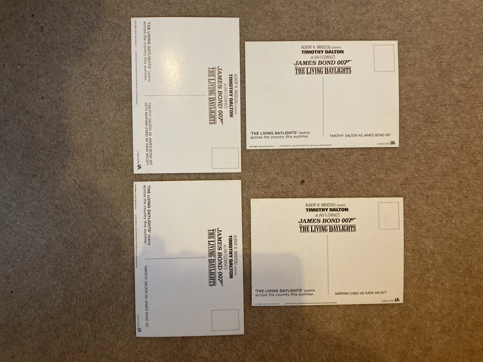JAMES BOND 007 The Living Daylights Set of 4 official Postcards Dalton D’Abo, изображение 3