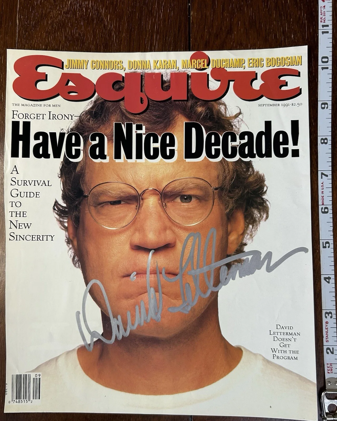 David Letterman — David Letterman Autographed Esquire Magazine Cover Sept. 1991 Signed Late Night, image 2