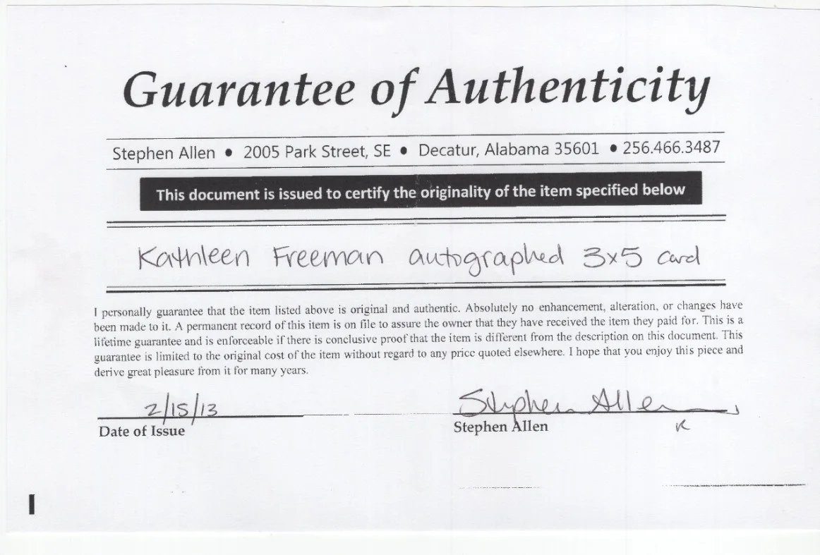 Kathryn Freeman Signed Card / Autographed Actress Jerry Lewis Films / COA, изображение 2