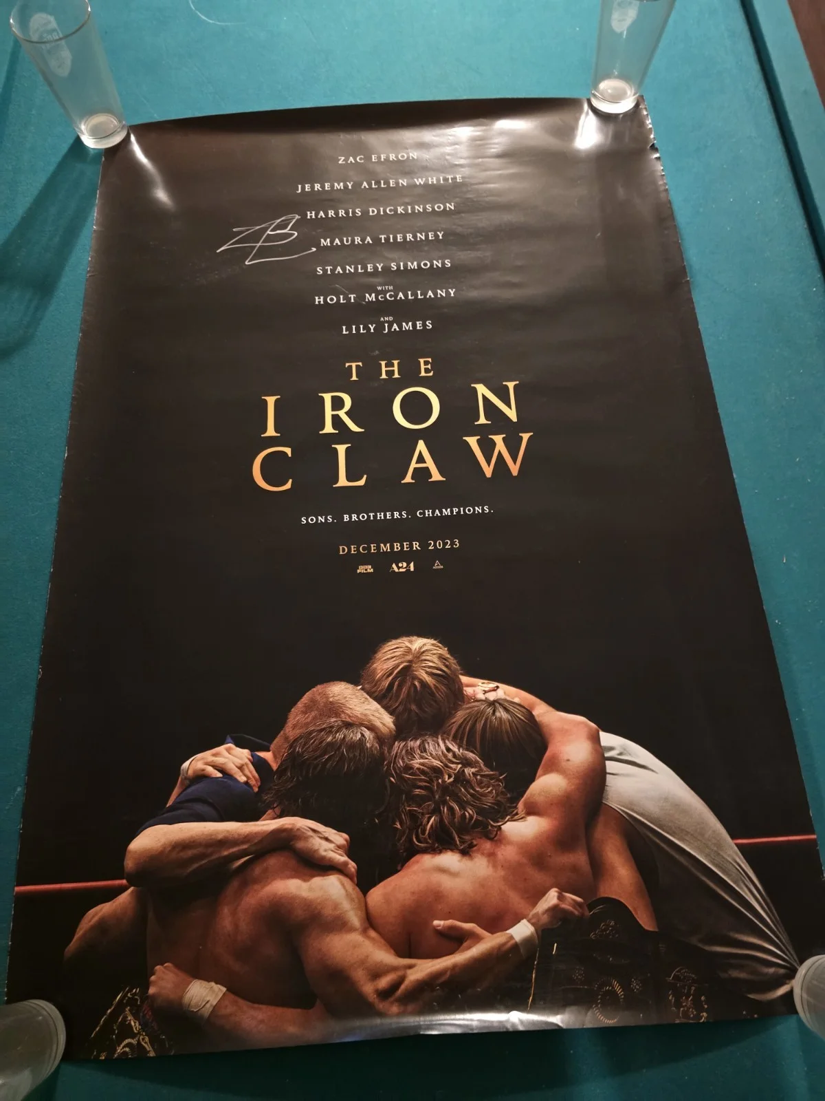 Zac Efron — Zac Efron Signed 27x40 The Iron Claw Original Movie Poster