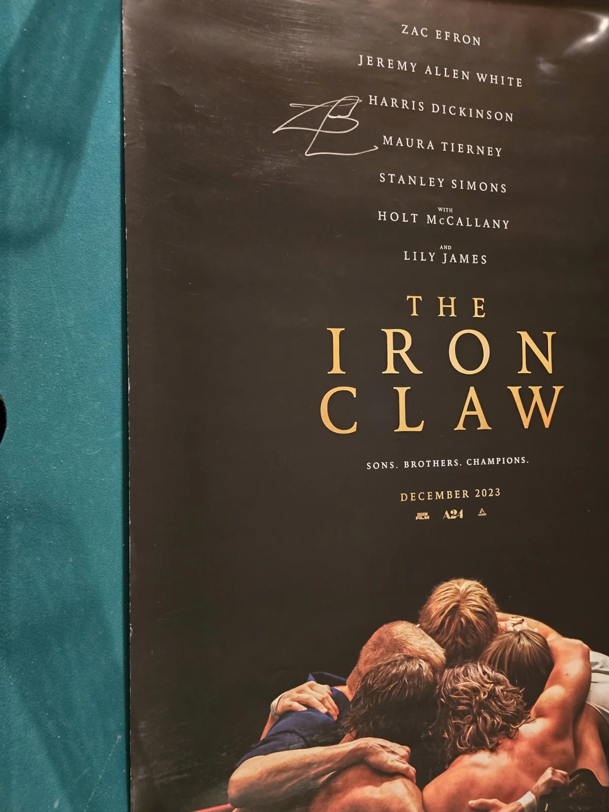 Zac Efron — Zac Efron Signed 27x40 The Iron Claw Original Movie Poster, image 3