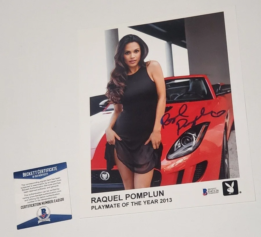 Raquel Pomplun — 2013 PMOY Raquel Pomplun Rare Signed Autograph BAS Playboy
