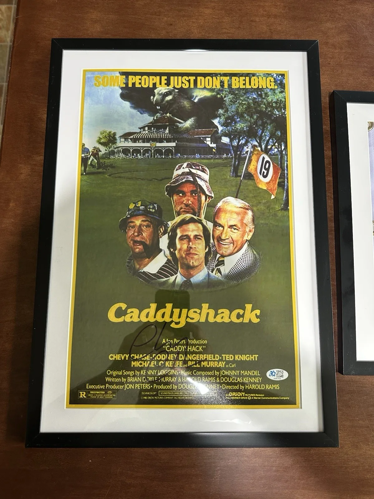 Chevy Chase Signed Caddyshack Flag Beckett- 11x17 Poster Auto 5 Star - 2 Items, image 2