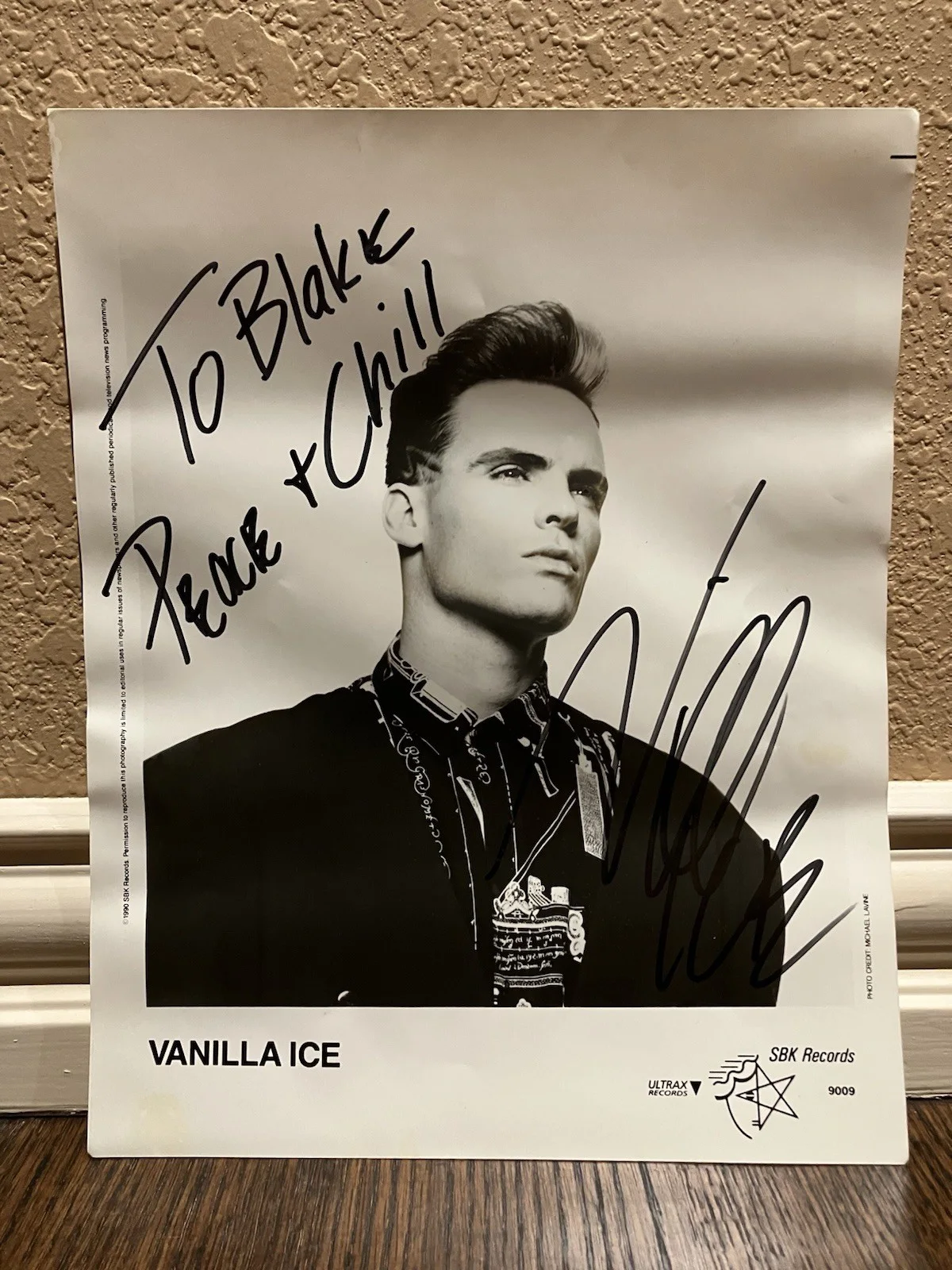 VANILLA ICE - SIGNED 8x10 Photo “TO BLAKE” Ice Ice Baby Hip Hop Rap, изображение 2