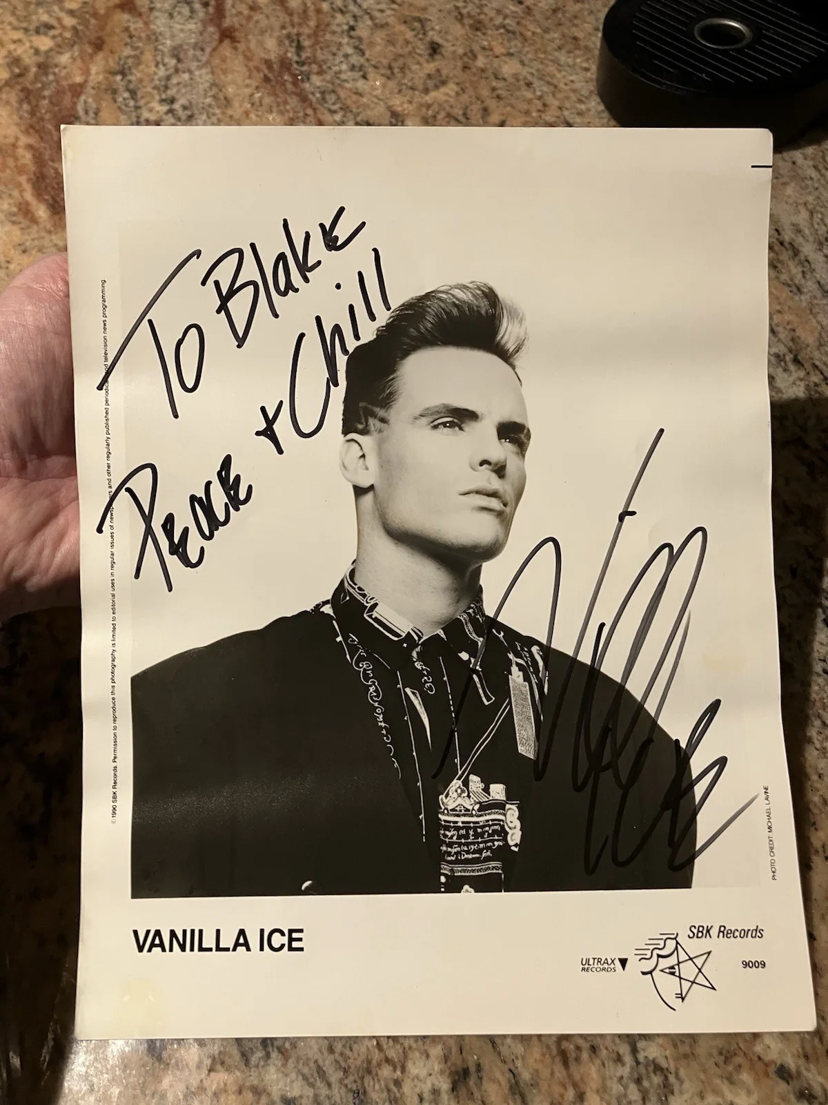 VANILLA ICE - SIGNED 8x10 Photo “TO BLAKE” Ice Ice Baby Hip Hop Rap, изображение 3