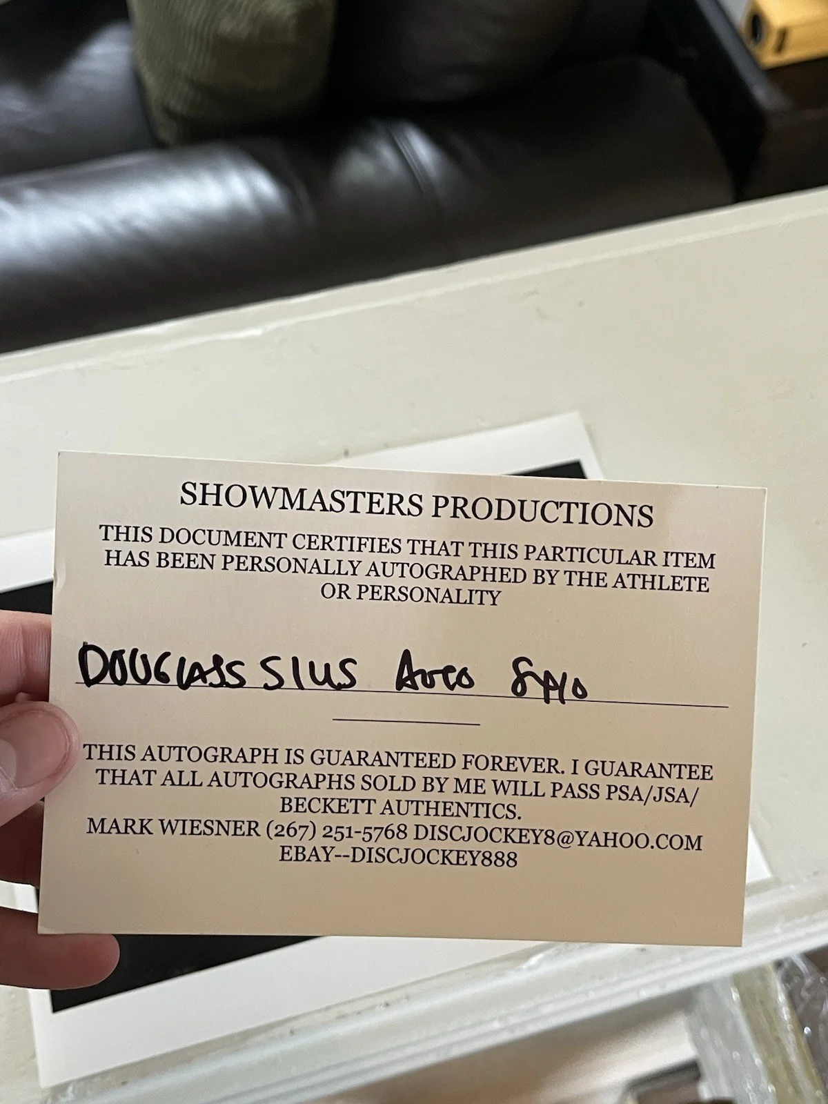 Douglas Sills — Douglas Sills Autographed Black & White Photo Showmasters Productions COA, image 2
