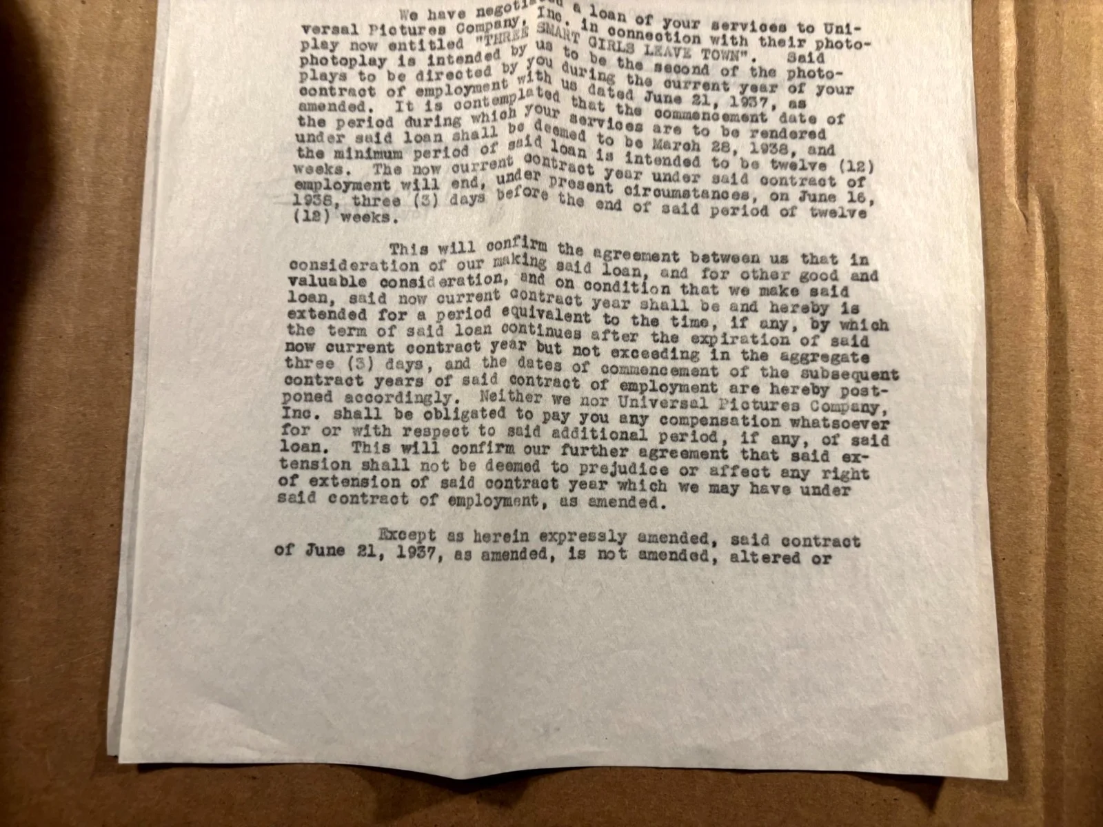 Archie Mayo Rare Very Early Autographed 2 Page Director Contract 1938, image 3