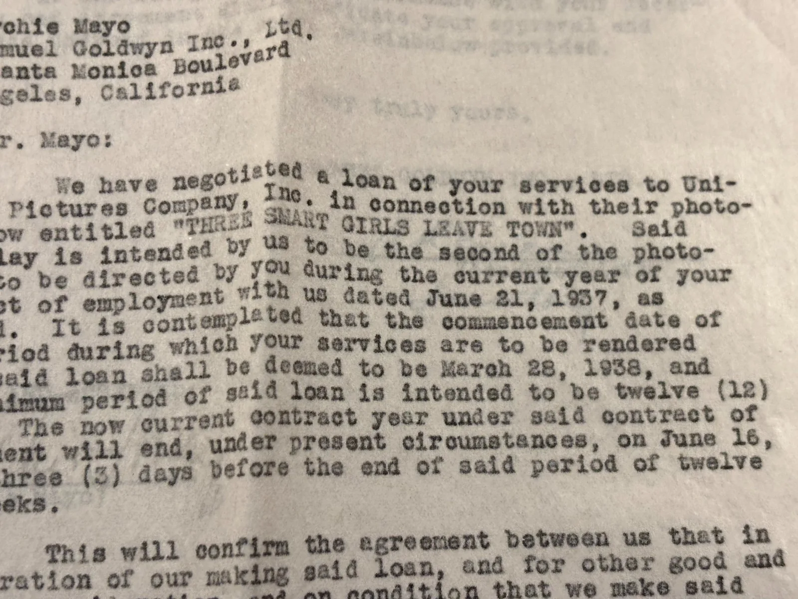 Archie Mayo Rare Very Early Autographed 2 Page Director Contract 1938, image 5