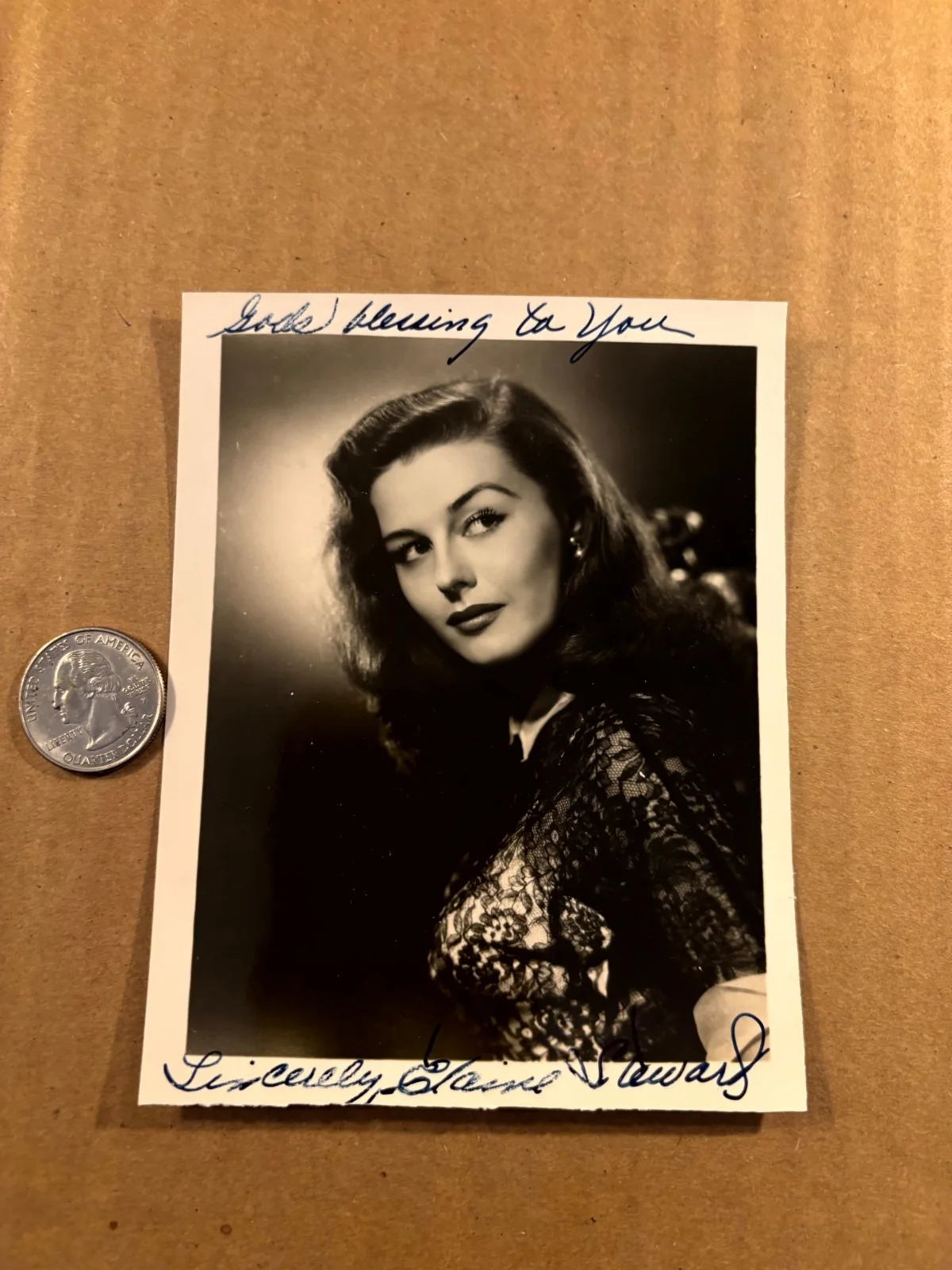 Elaine Edwards Very Rare Very Early Autographed Photo From 1952 w/Env The Bat, изображение 2