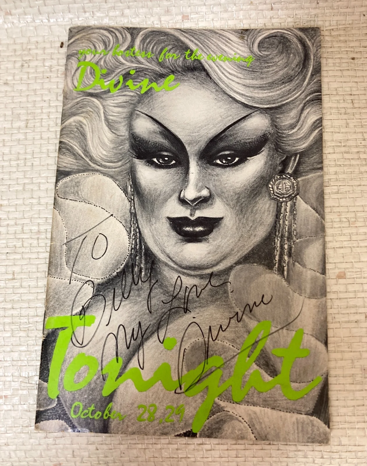Divine - Harris Glenn Milstead — DIVINE Autograph Signed Program from 1970s - San Francisco - John Waters -, image 2