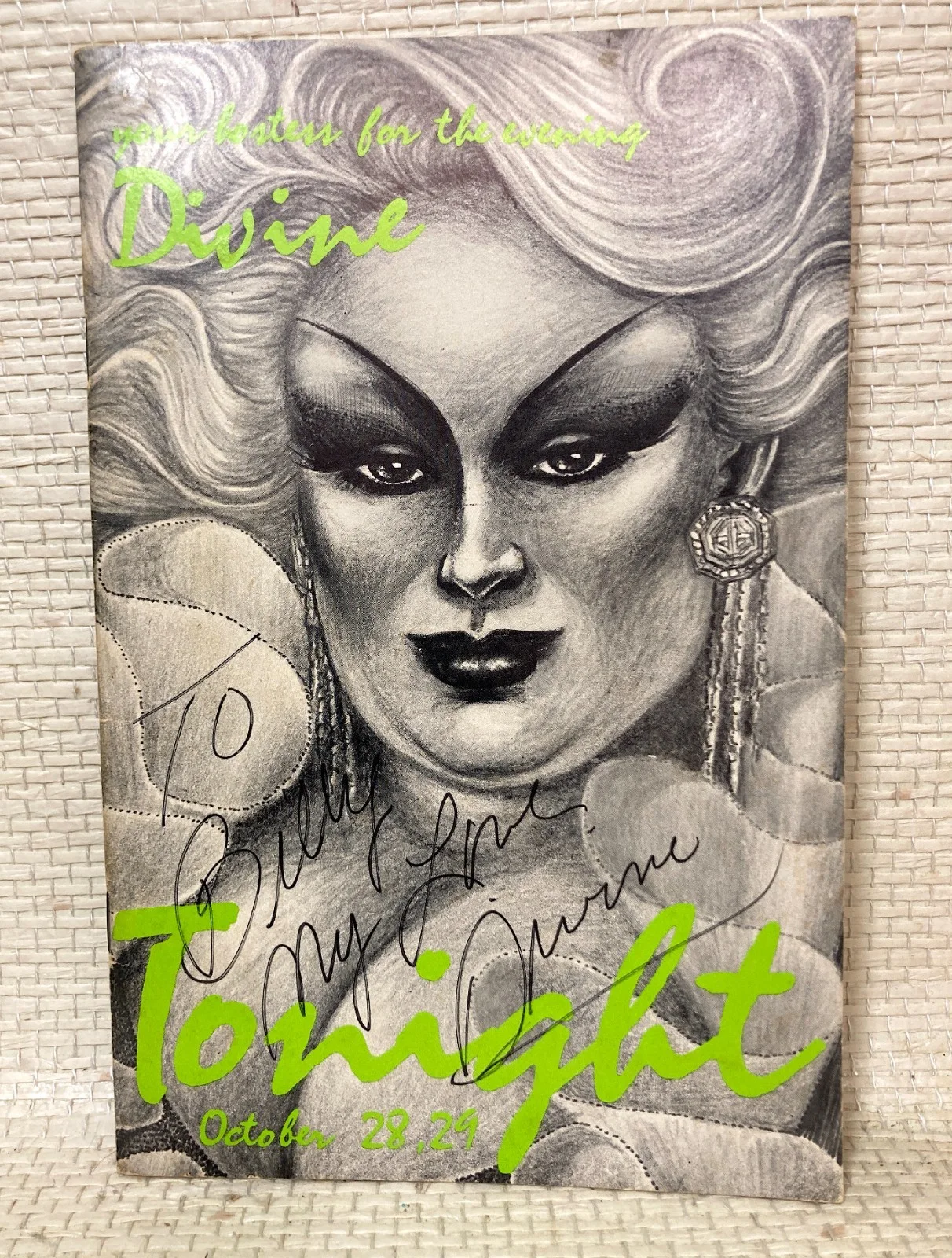 Divine - Harris Glenn Milstead — DIVINE Autograph Signed Program from 1970s - San Francisco - John Waters -, image 3