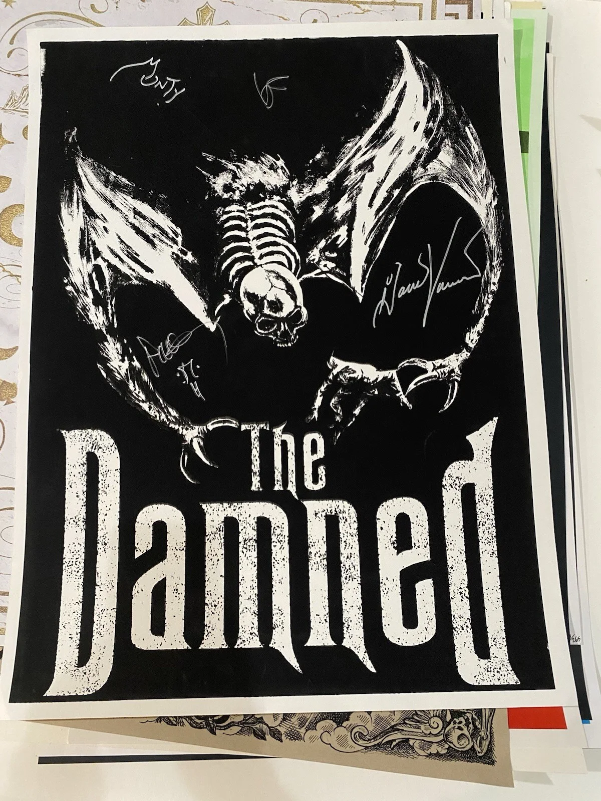 The Damned Original Poster Signed Black Skeleton Artwork Rock & Pop Music punk, изображение 2
