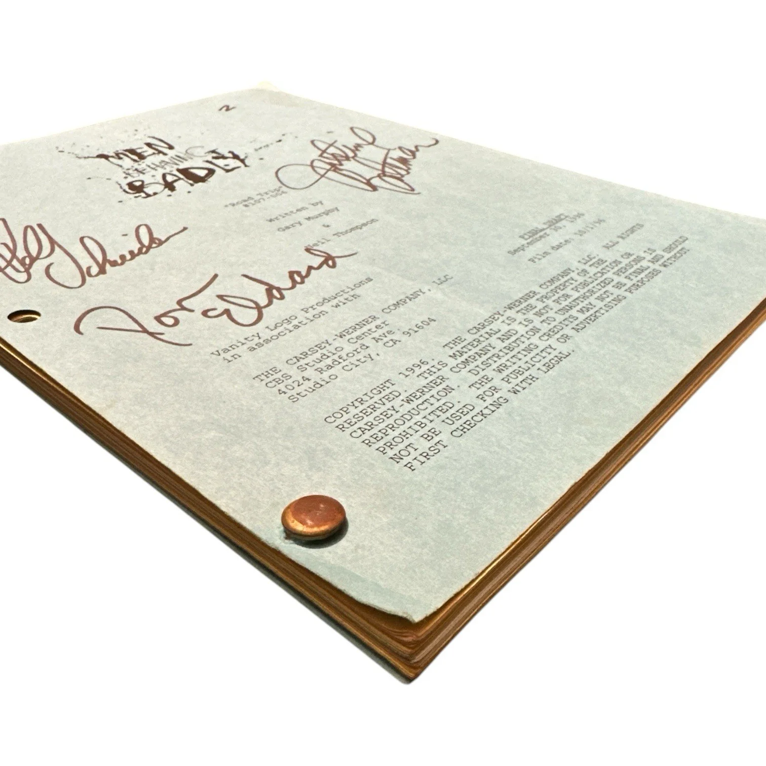 Rob Schneider & Justine Bateman SIGNED 1996 Final Draft “Road Trip” Script! RARE, image 4