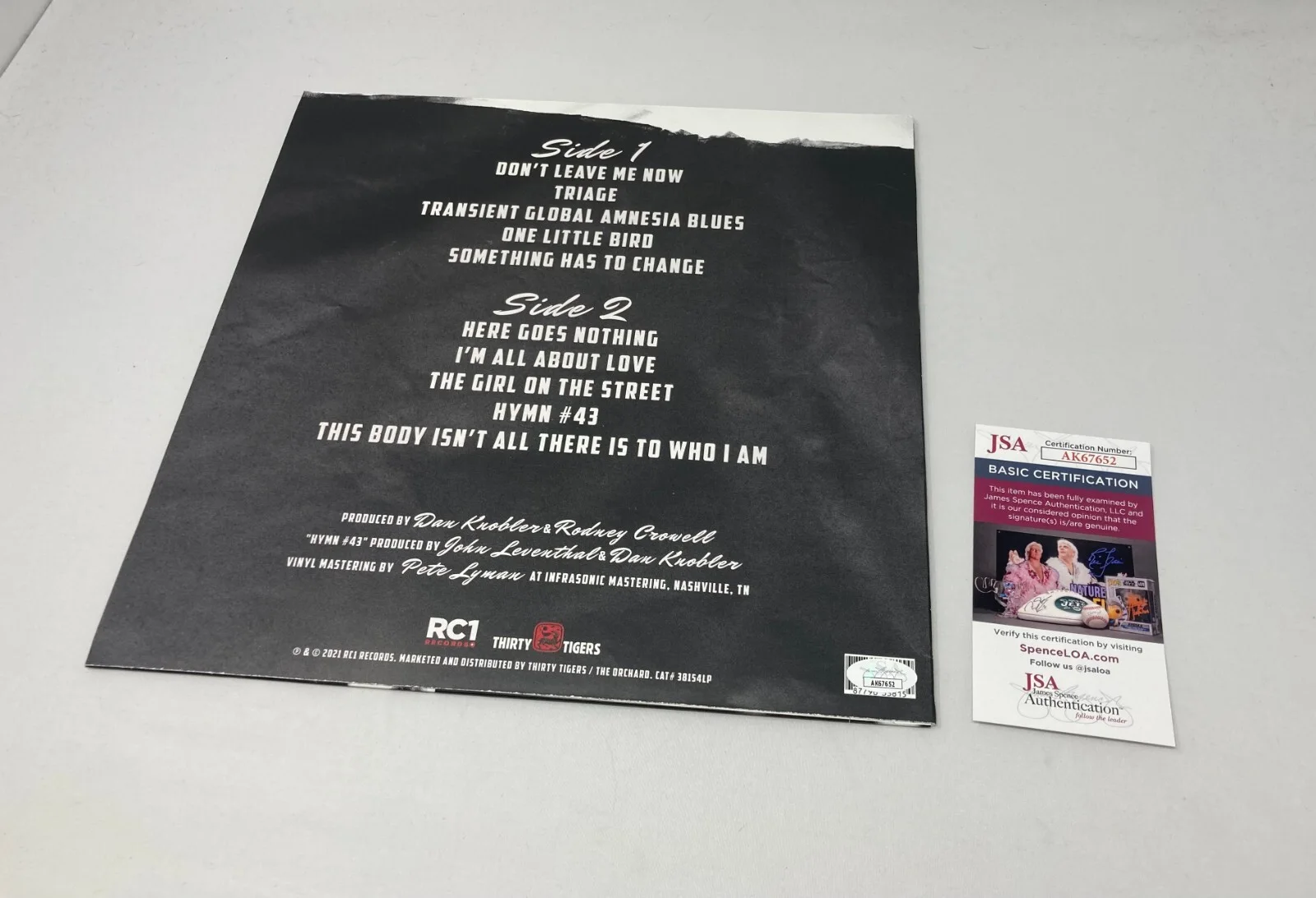 Rodney Crowell signed Triage Album JSA COA, изображение 2
