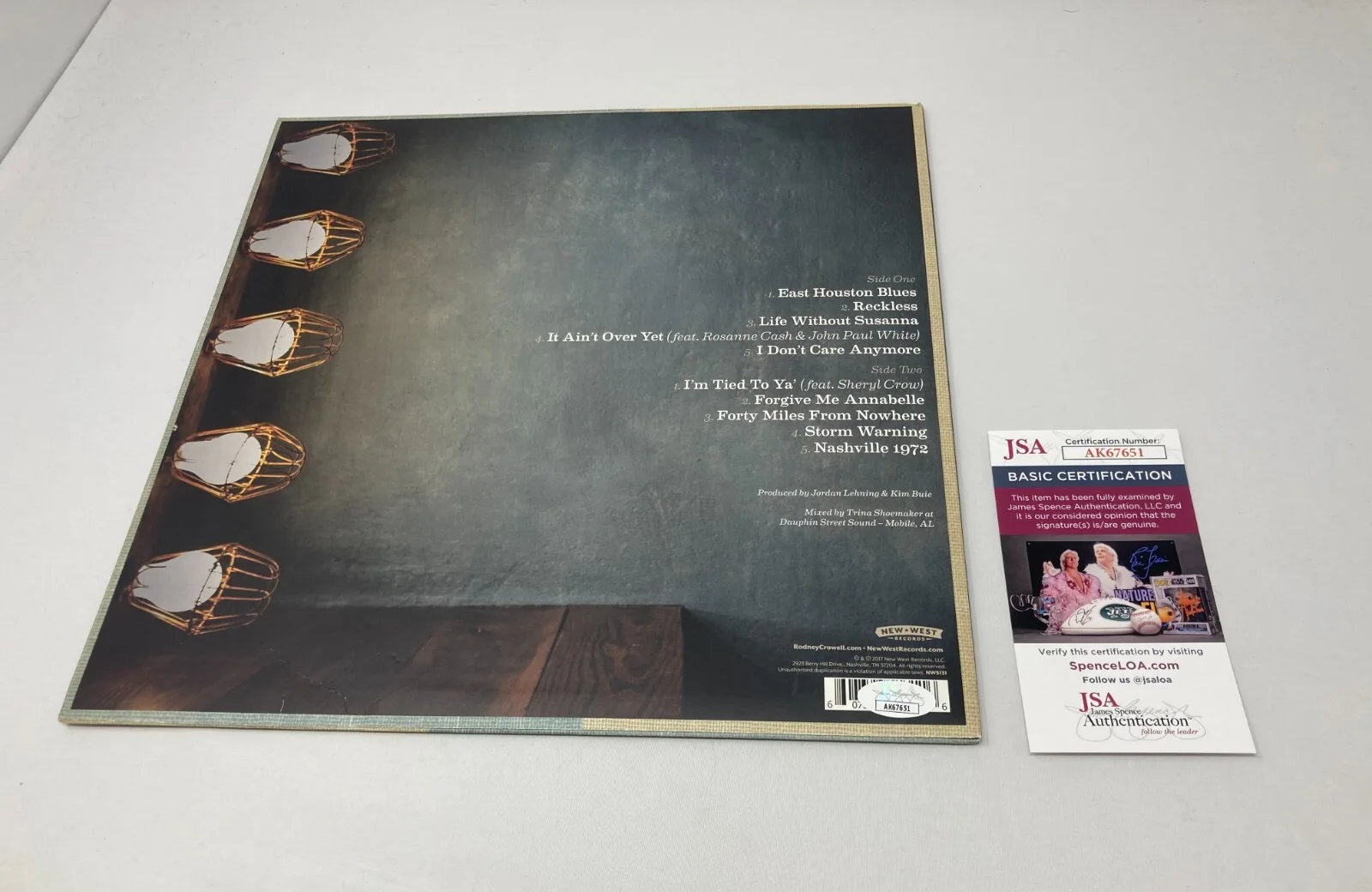 Rodney Crowell signed Close Ties Album JSA COA, image 2