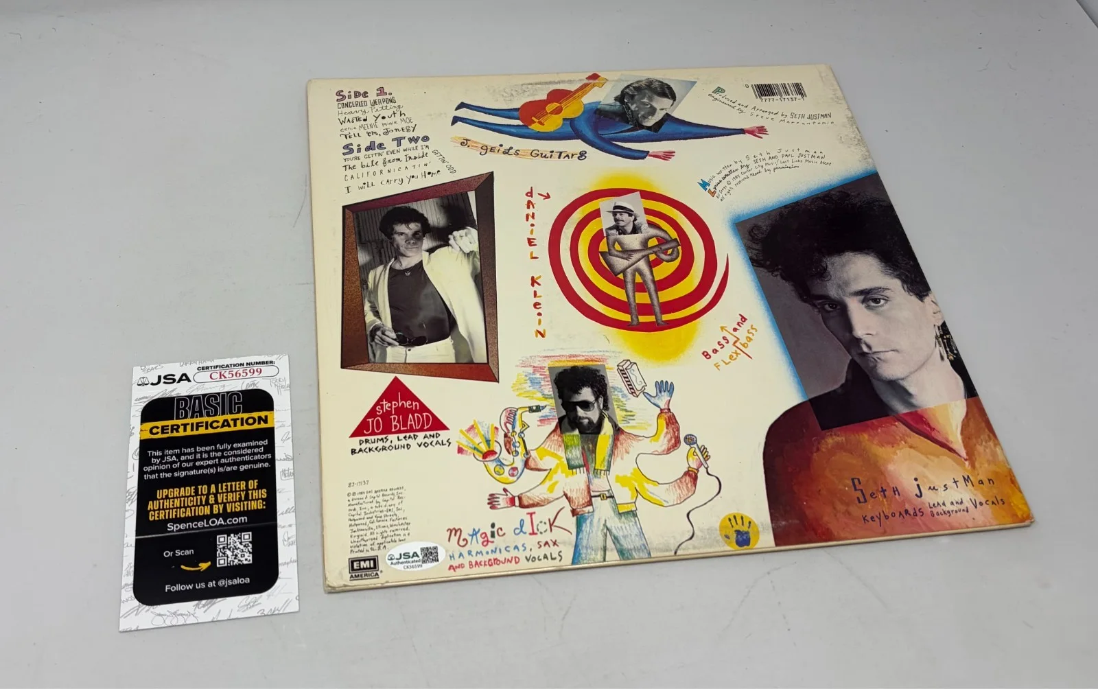 Magic Dick signed J. Geils Band You're Gettin Even While I'm Odd Album JSA COA, изображение 3