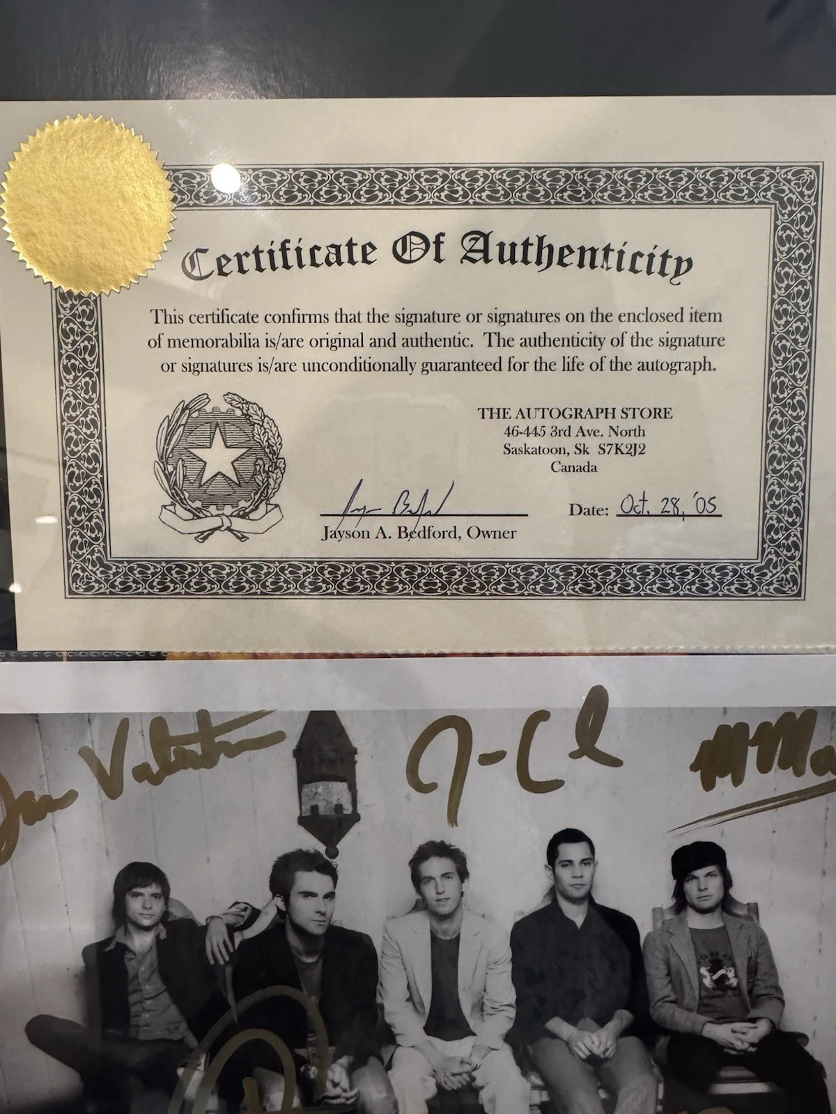 Maroon 5 Original Band 11x14 Autograph- Songs About Jane Era, image 2