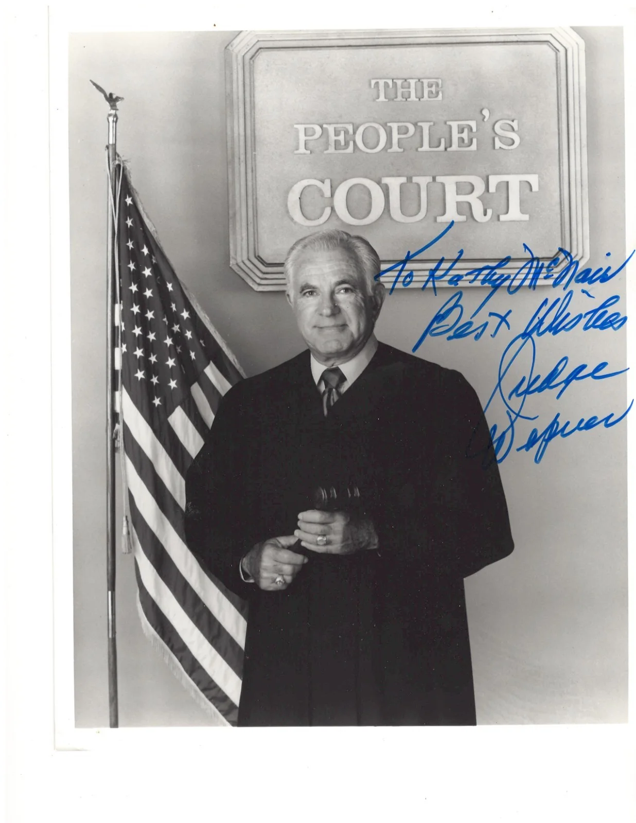 Judge Joseph Wapner — Judge Joseph Wapner Signed 8x10 BW Photo — The People’s Court