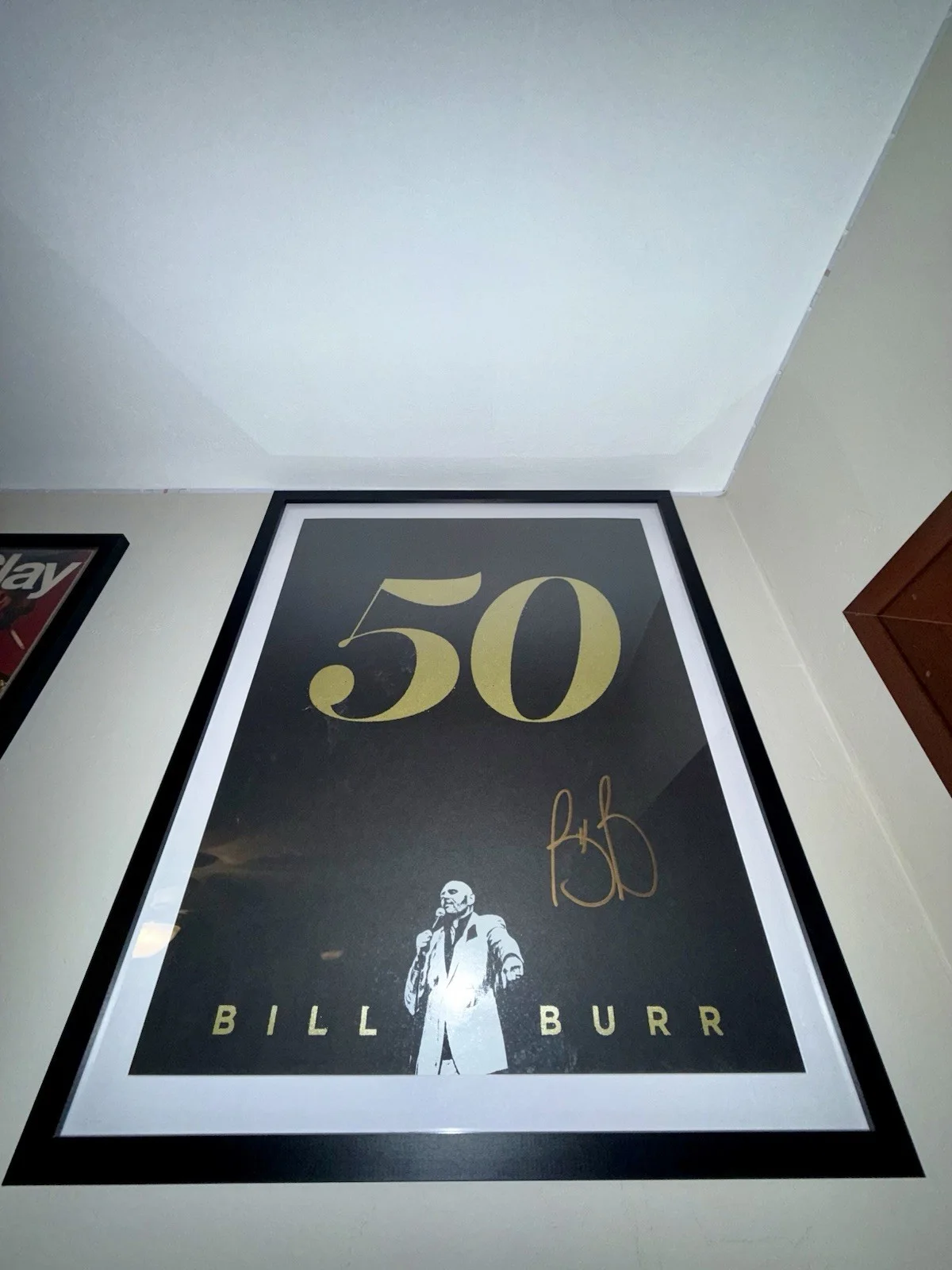 Bill Burr Signed Framed “50” Tour Poster Gold Paint With Backstage Pass 18x24, изображение 2
