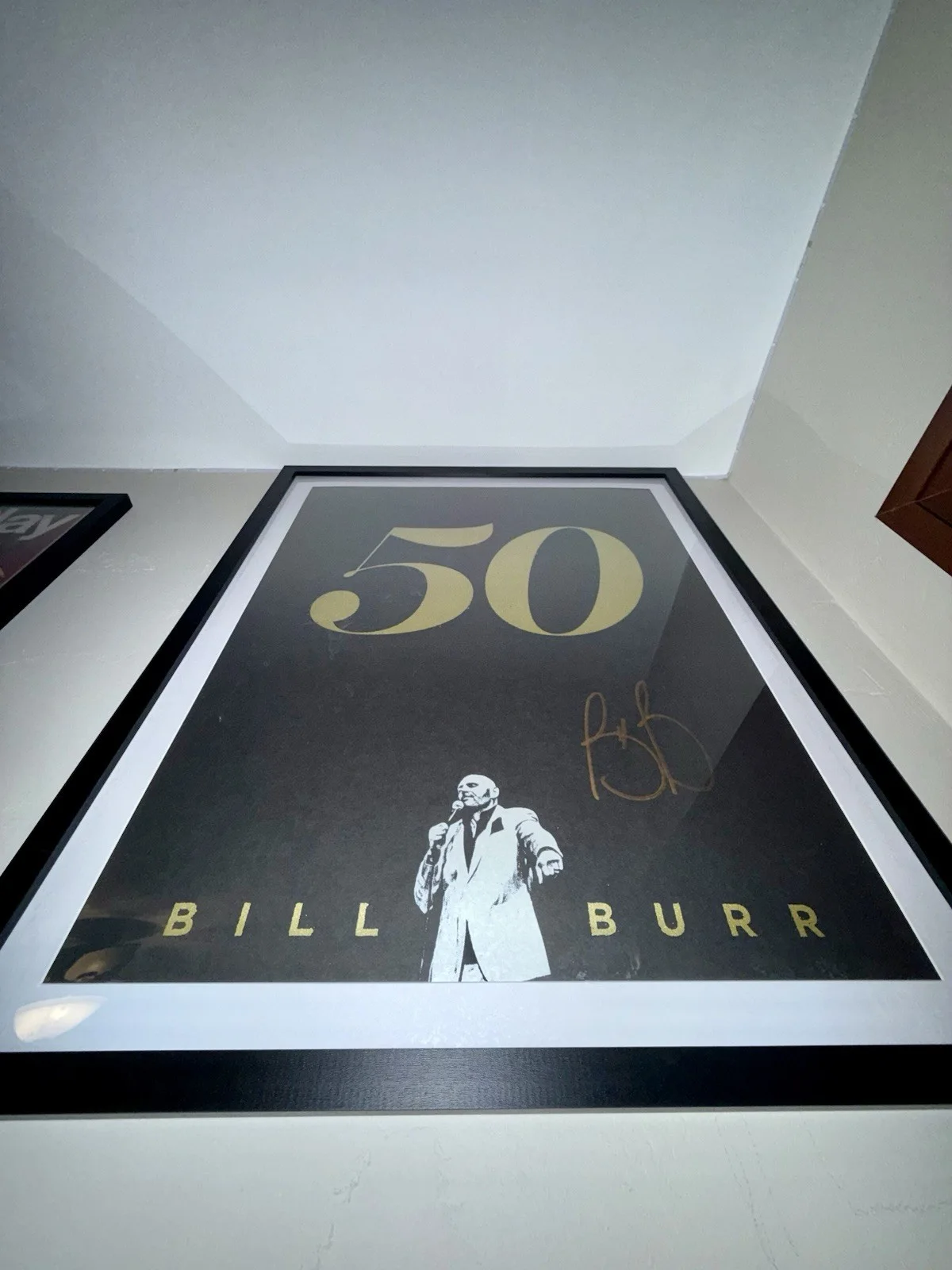 Bill Burr Signed Framed “50” Tour Poster Gold Paint With Backstage Pass 18x24, изображение 3