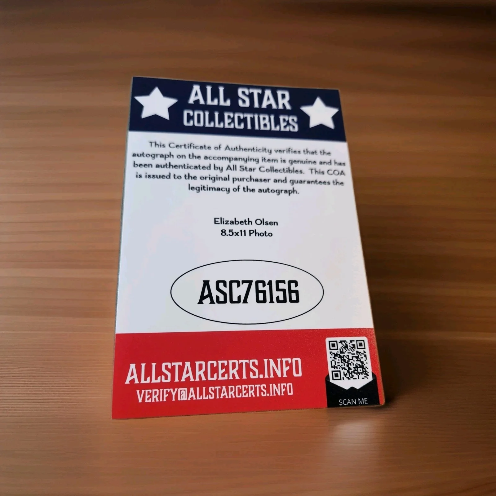 Elizabeth Olsen Autographed 8.5x11 Photo - with COA, image 2