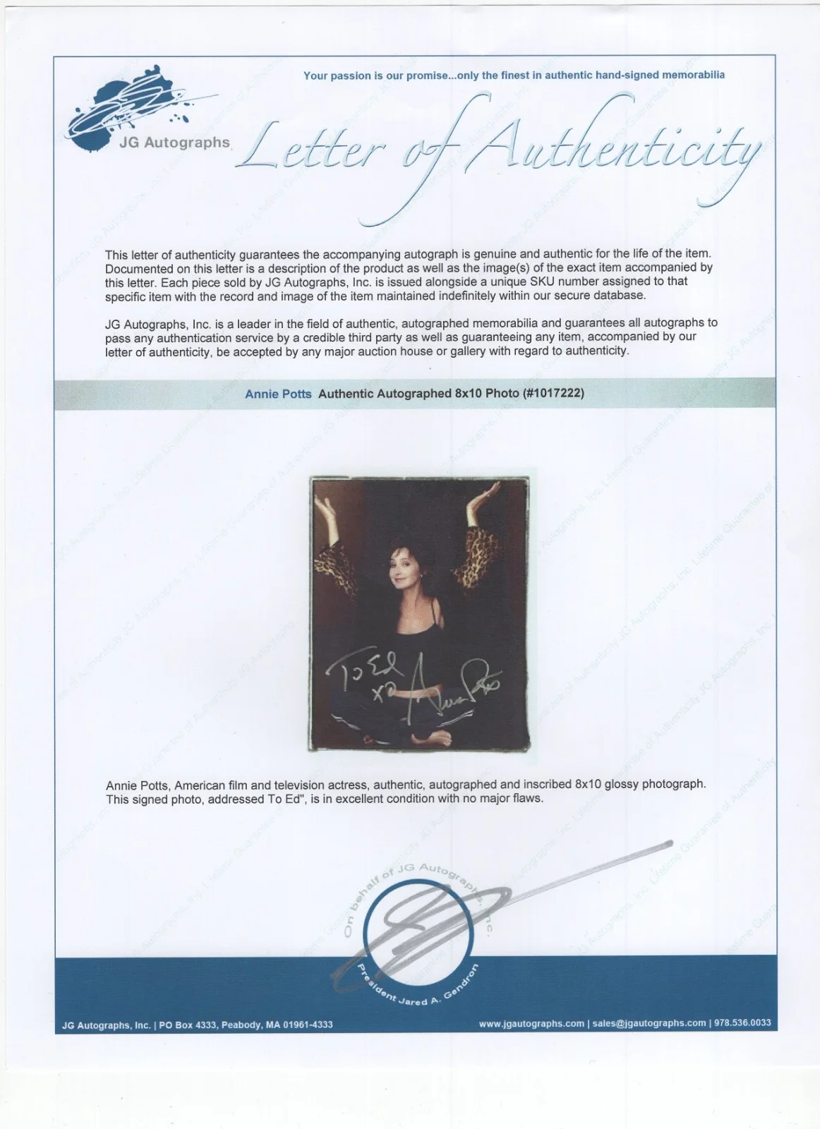 Annie Potts Signed 8 x 10 Photo / Autographed Actress Ghostbusters / COA, изображение 2