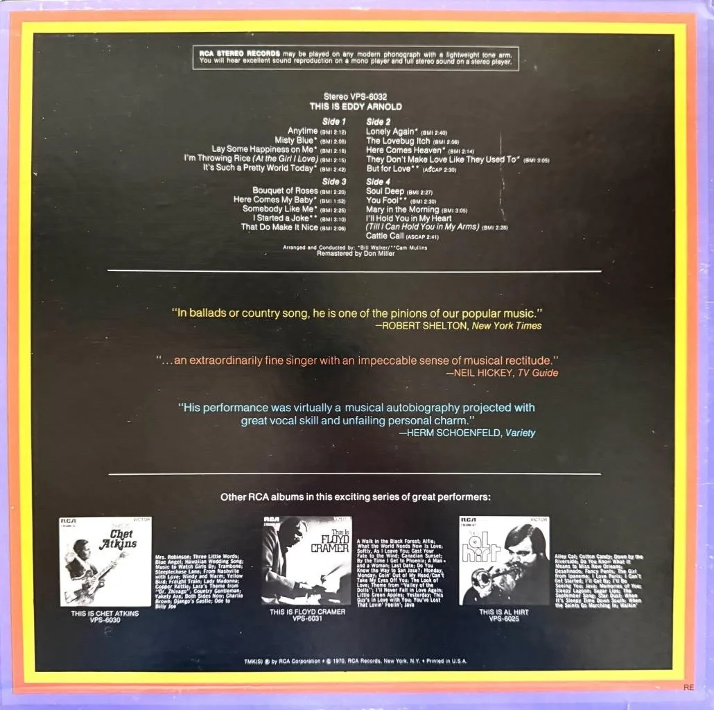 EDDY ARNOLD SIGNED AUTOGRAPH LP ALBUM 2 RECORD SET "THIS IS EDDY ARNOLD", image 2