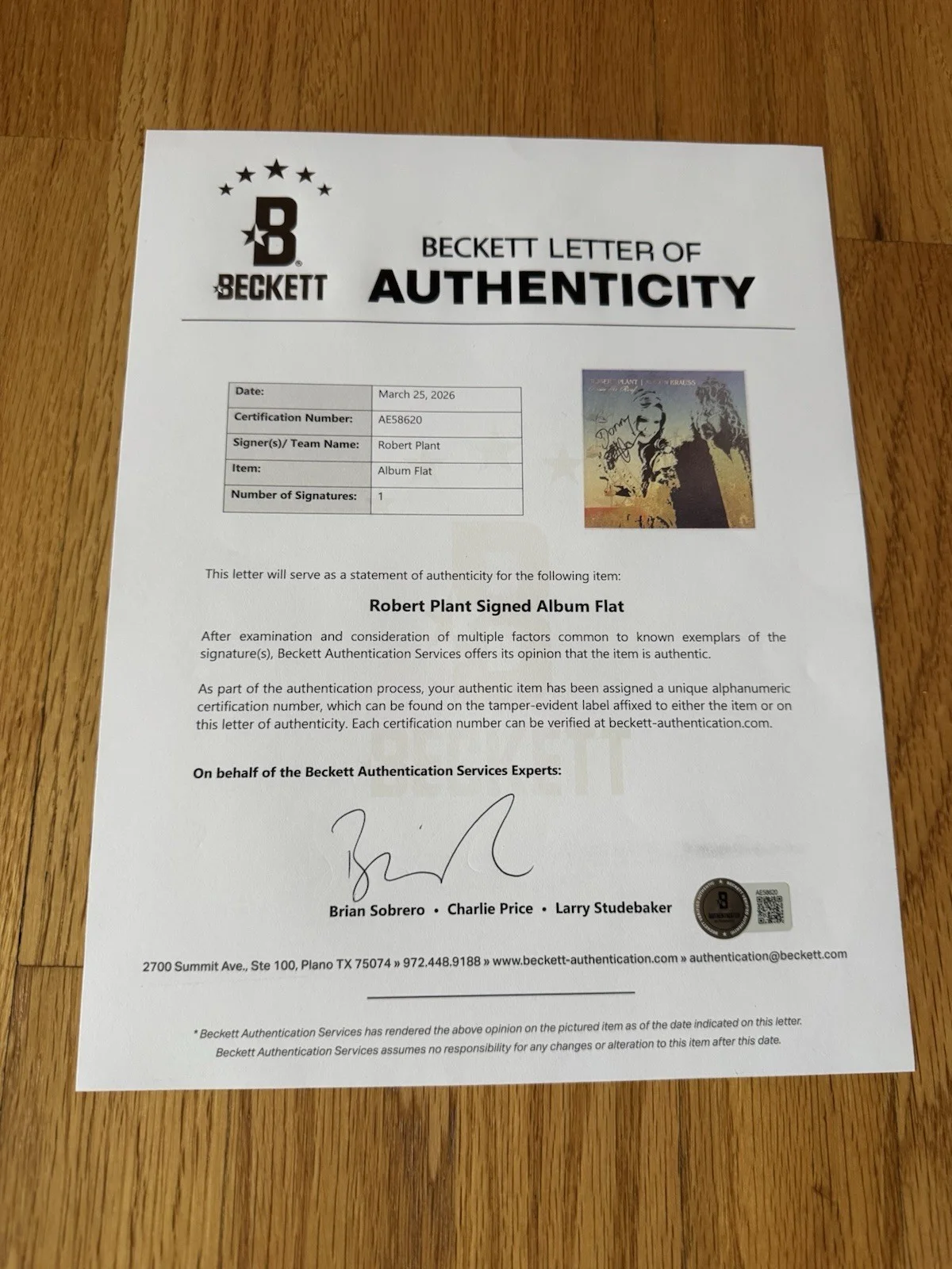 Robert Plant Signed Autographed Raise The Roof Album Flat LED Zeppelin Beckett, изображение 4