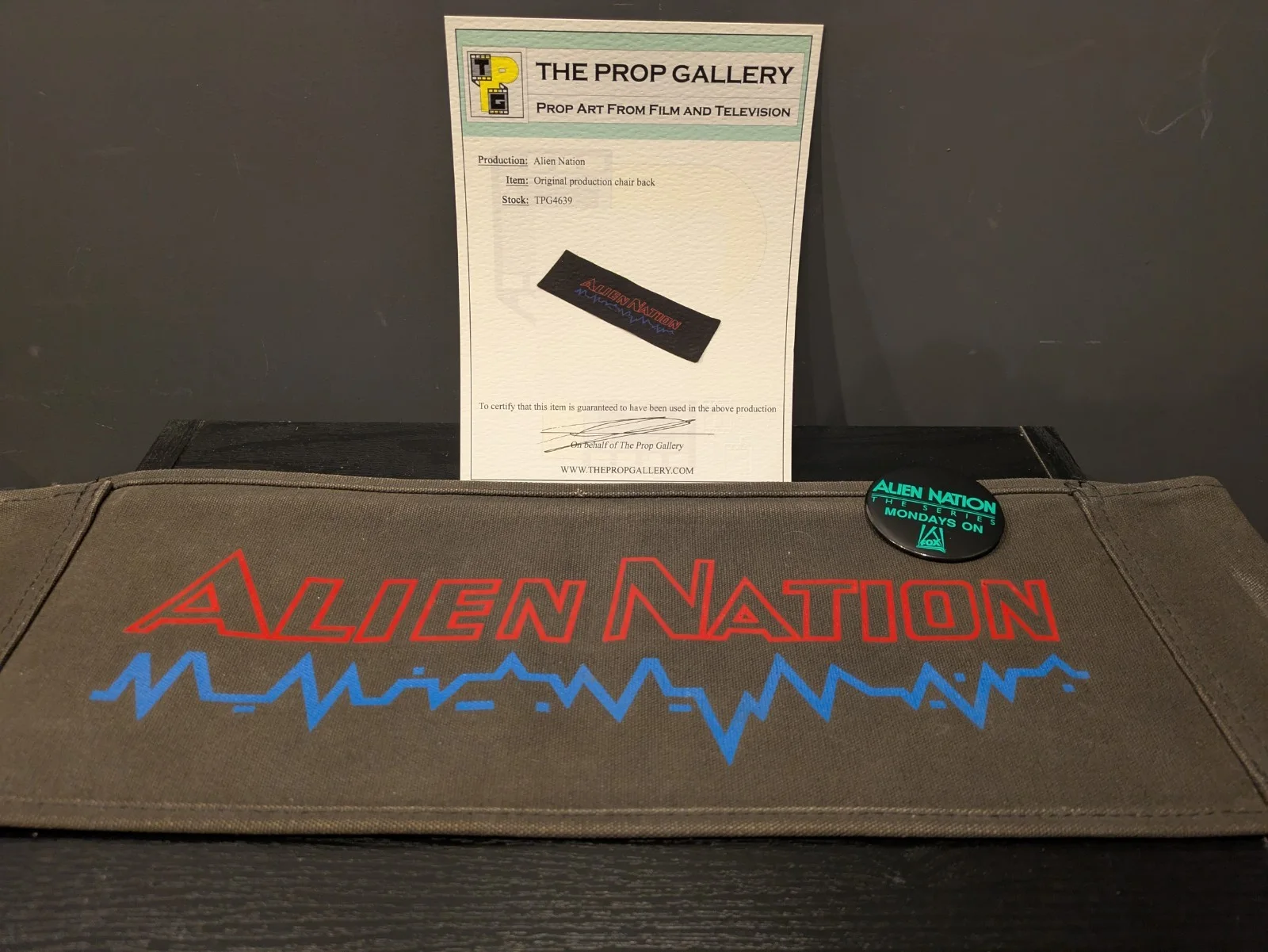 Alien Nation Original Production Made Chair Back Prop COA, image 2