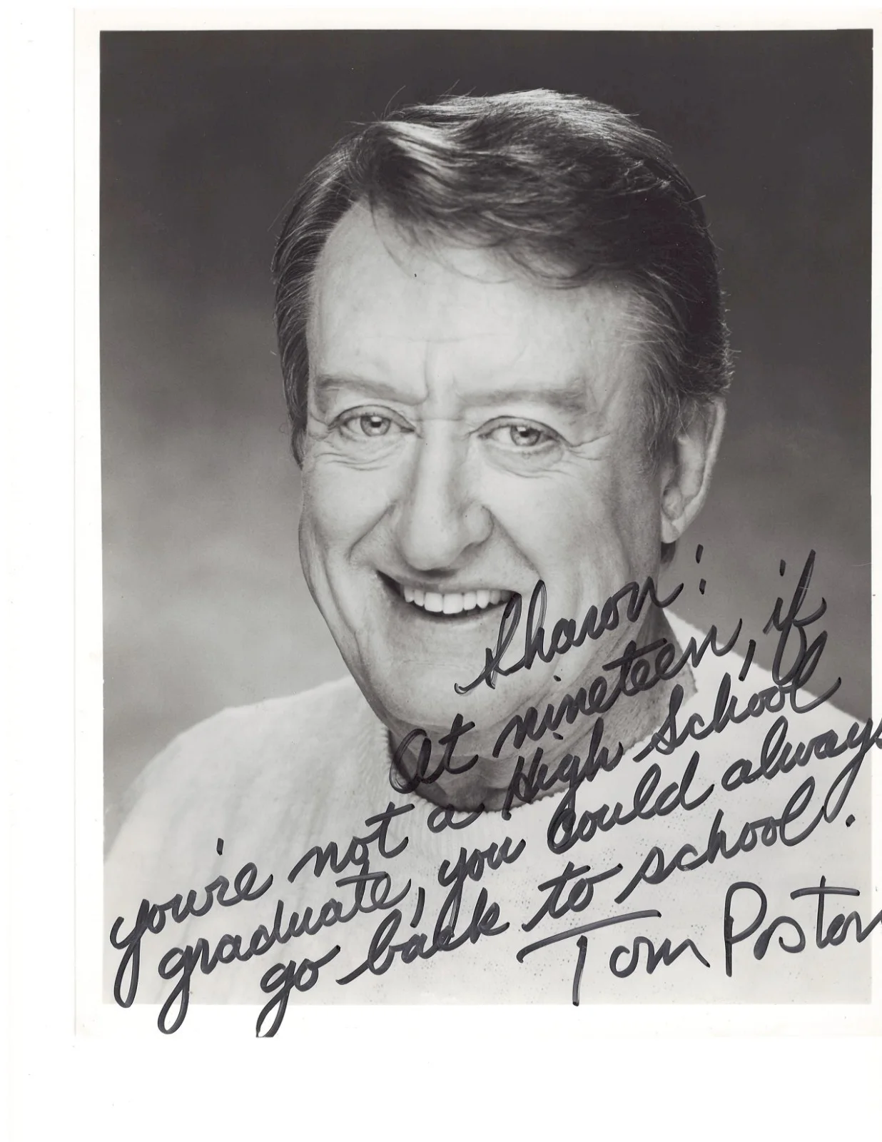 Tom Poston — Tom Poston Signed 8x10 BW Photo — Newhart / TV