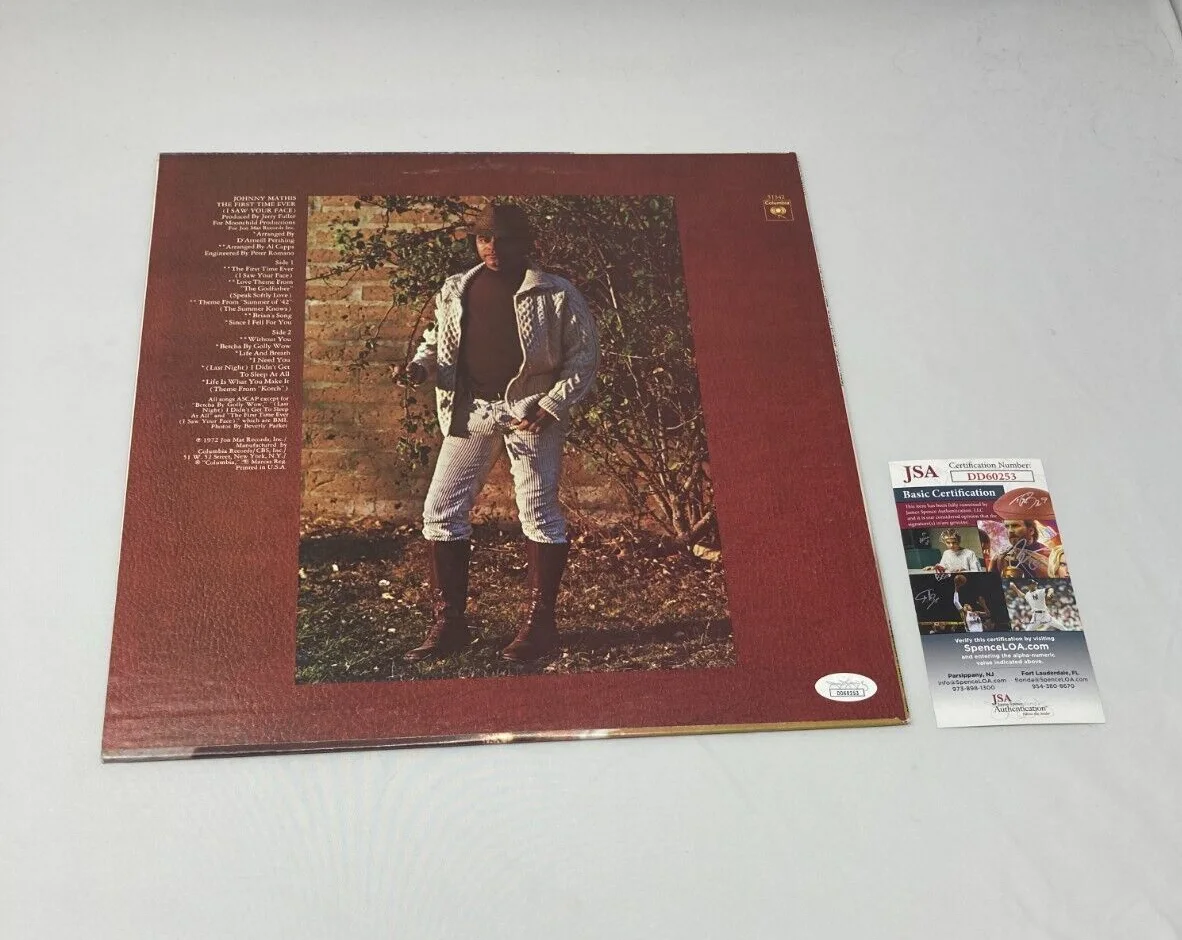 Johnny Mathis signed The First Time Ever Album JSA COA, image 2