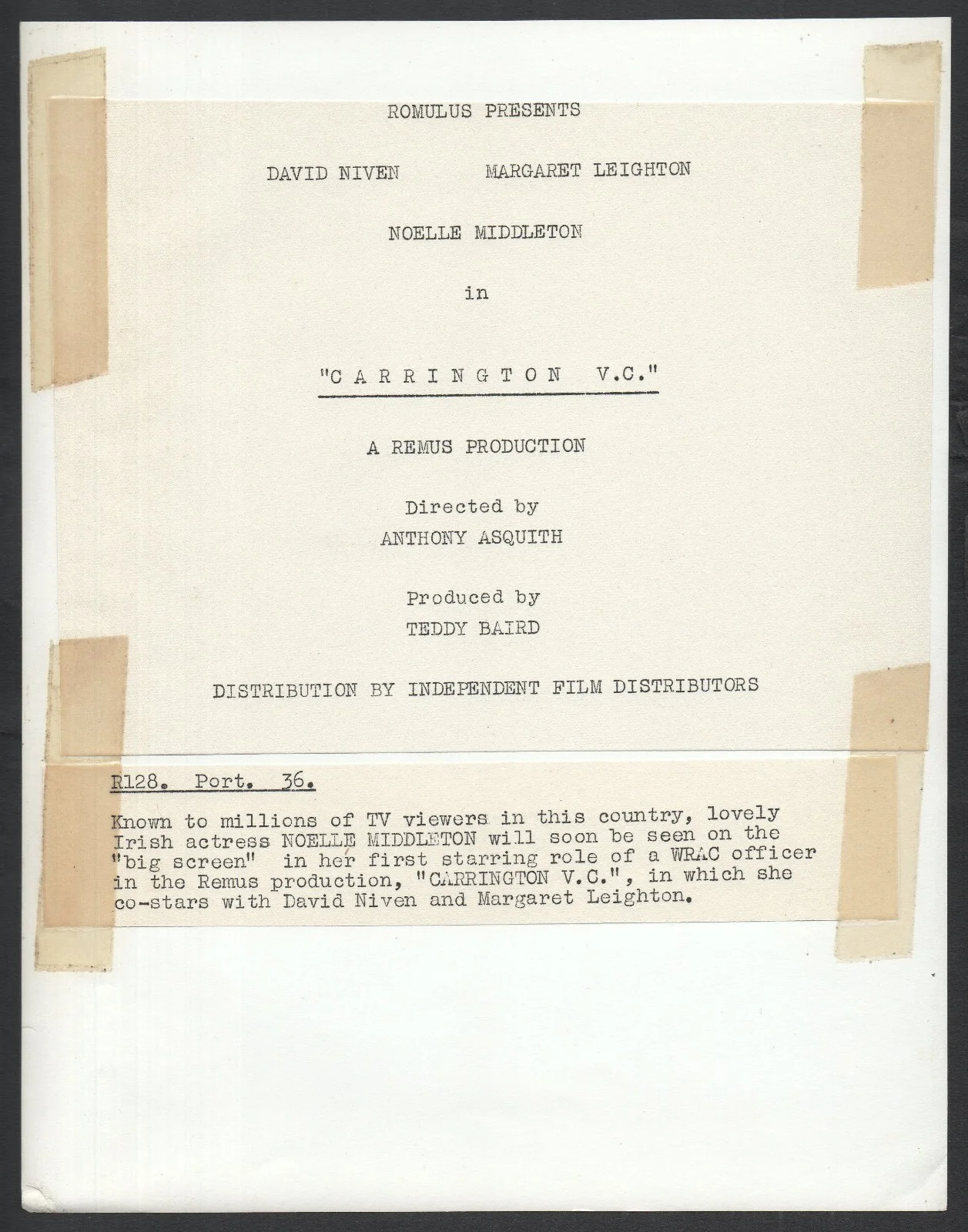 CARRINGTON VC 1954 Noelle Middleton 10x8 PORTRAIT #36, image 2