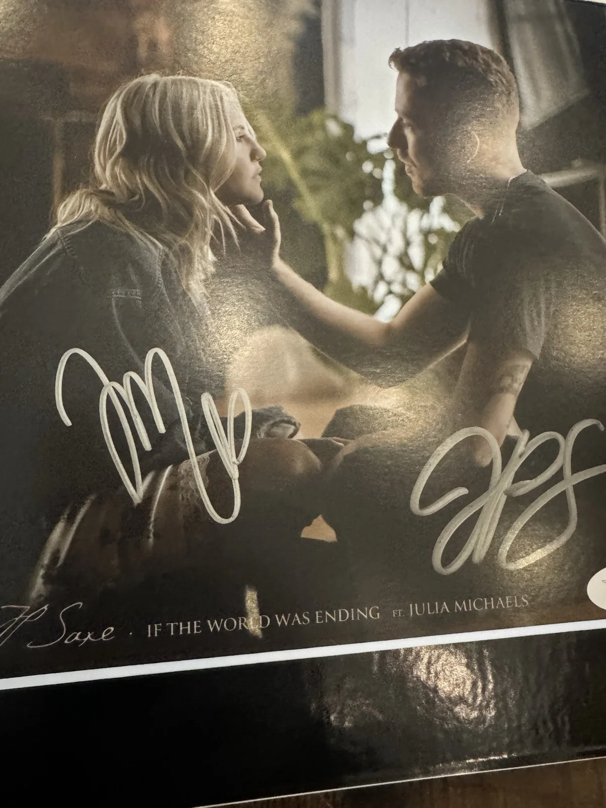 Julia Michaels JP Saxe Signed "If The World Was Ending" Vinyl Framed 11x14 - JSA, изображение 4