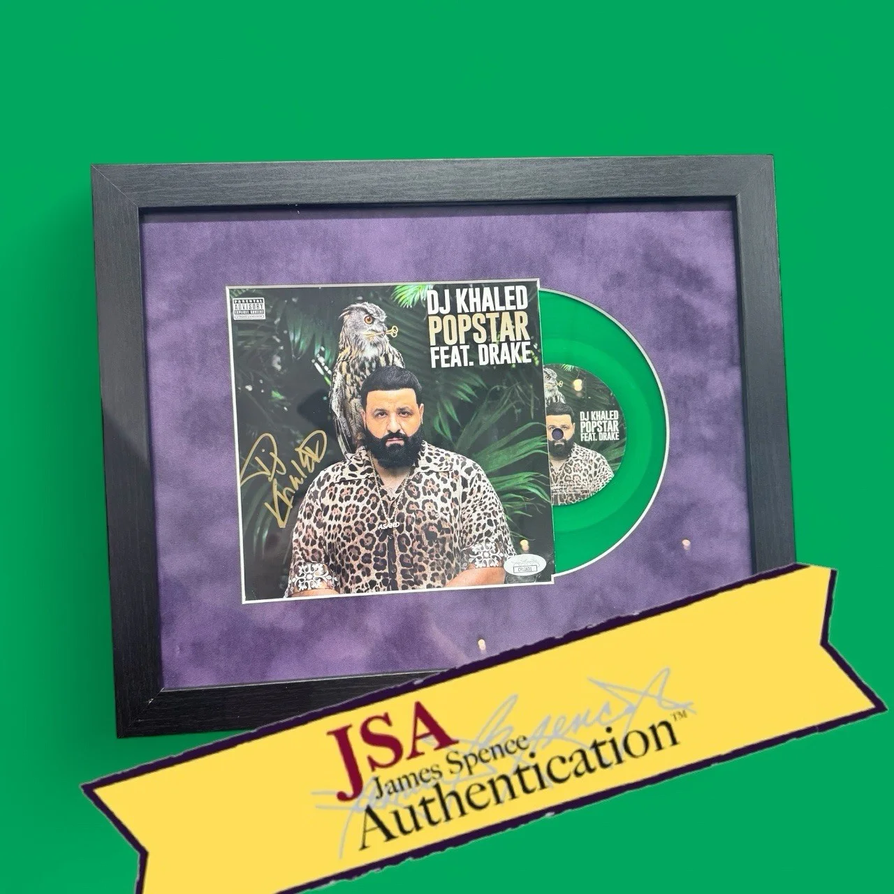 KID INK — DJ Khaled Signed "Popstar" 7" Vinyl Framed 14x11 - JSA