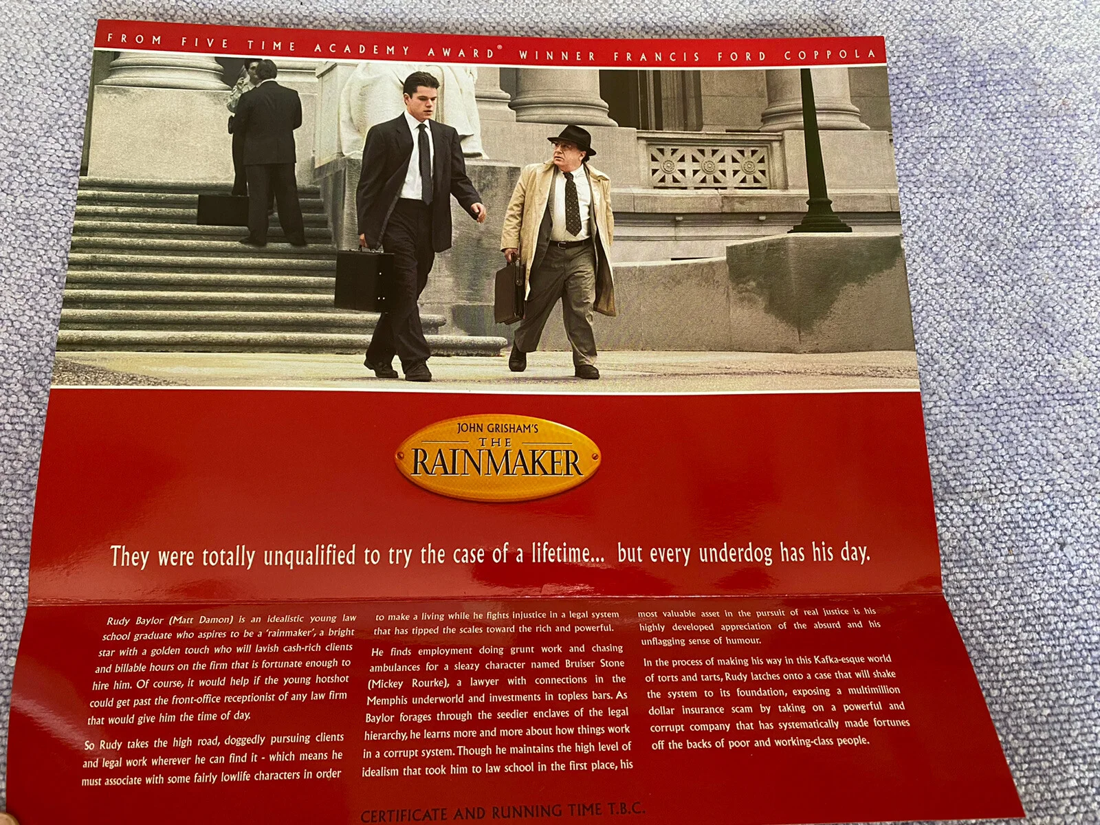 The Rainmaker 1997 Press Kit Promo Item Matt Damon Danny Devito, image 2