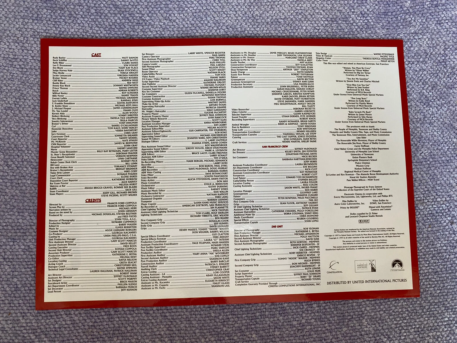 The Rainmaker 1997 Press Kit Promo Item Matt Damon Danny Devito, image 3