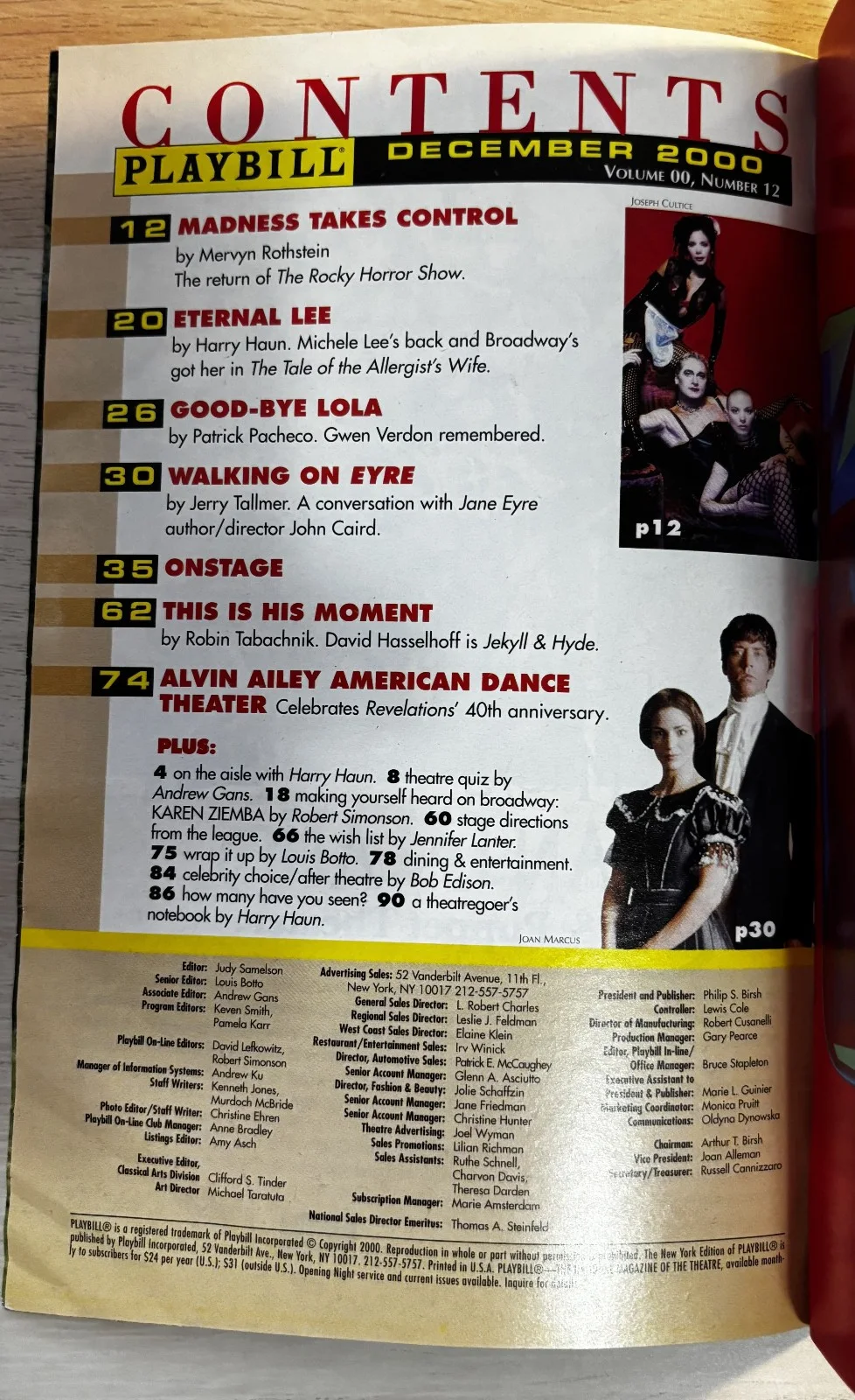 Rocky Horror Show, December 2000 Playbill signed by 4 Cast Members, image 3
