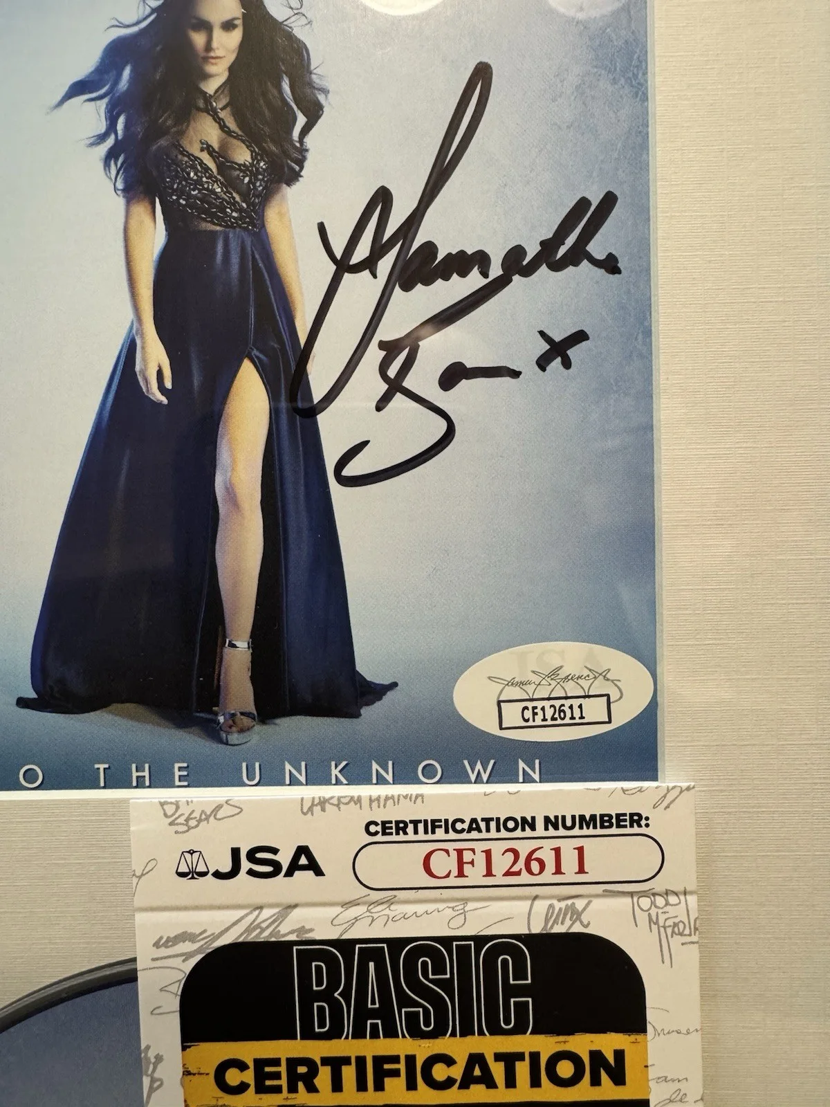 SAMANTHA BARKS — Samantha Barks Signed CD Insert "Signed Into The Unknown" Framed 6.5x12 - JSA, image 2