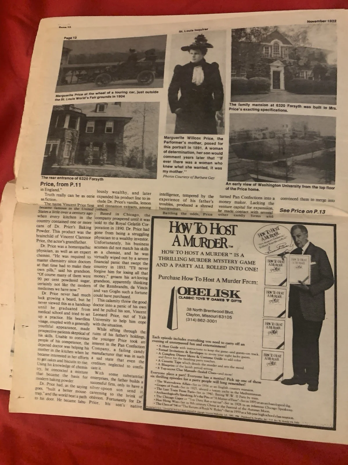 Vincent Price Estate Fascinating History Of Price Family From His Hometown! 18L, изображение 4