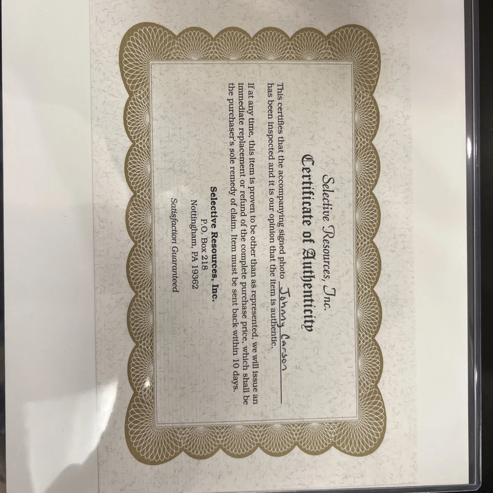 Johnny Carson Autographed 8 X 10 With Certificate Of Authenticity, image 3